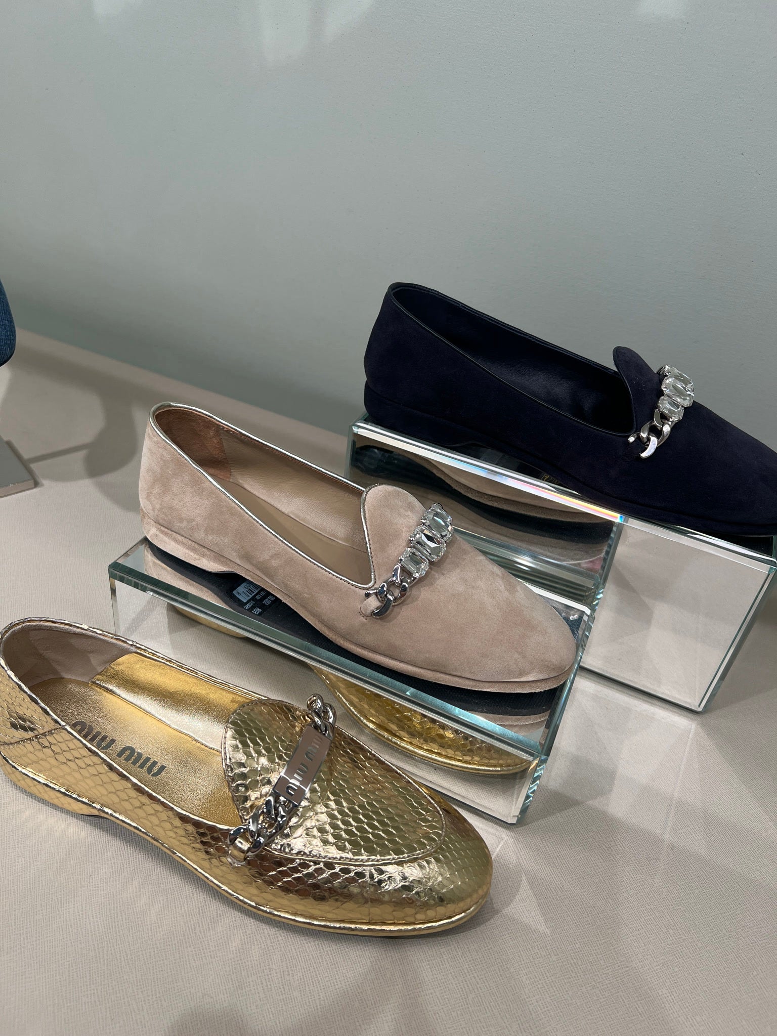 Miu Miu Ayers leather loafers goldMiu Miu