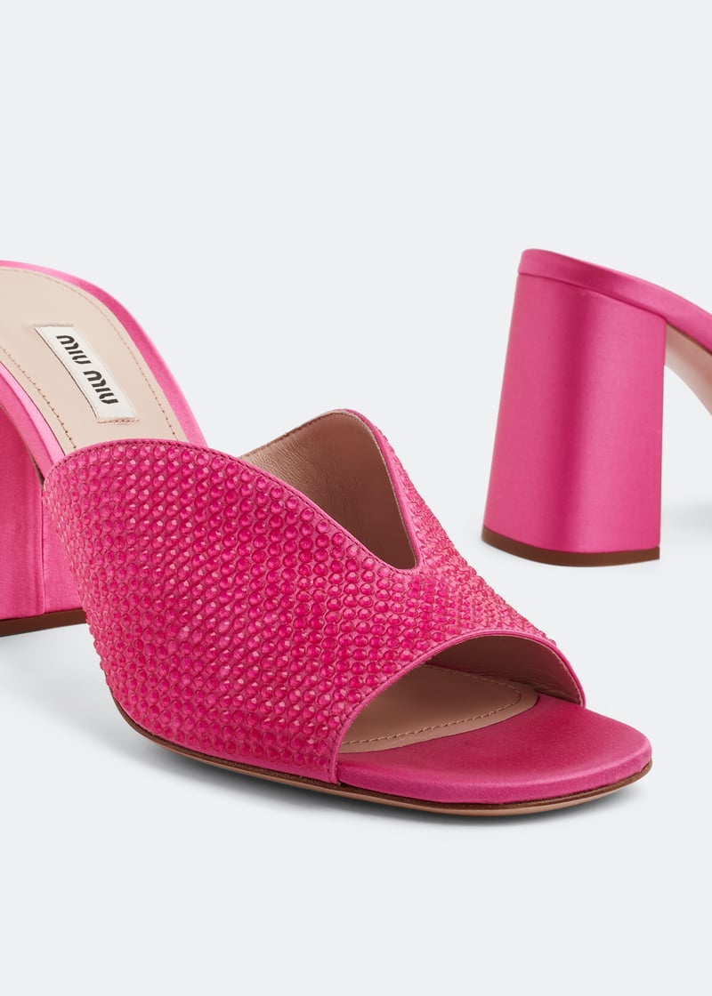 Miu Miu Crystal satin sandals pinkMiu Miu