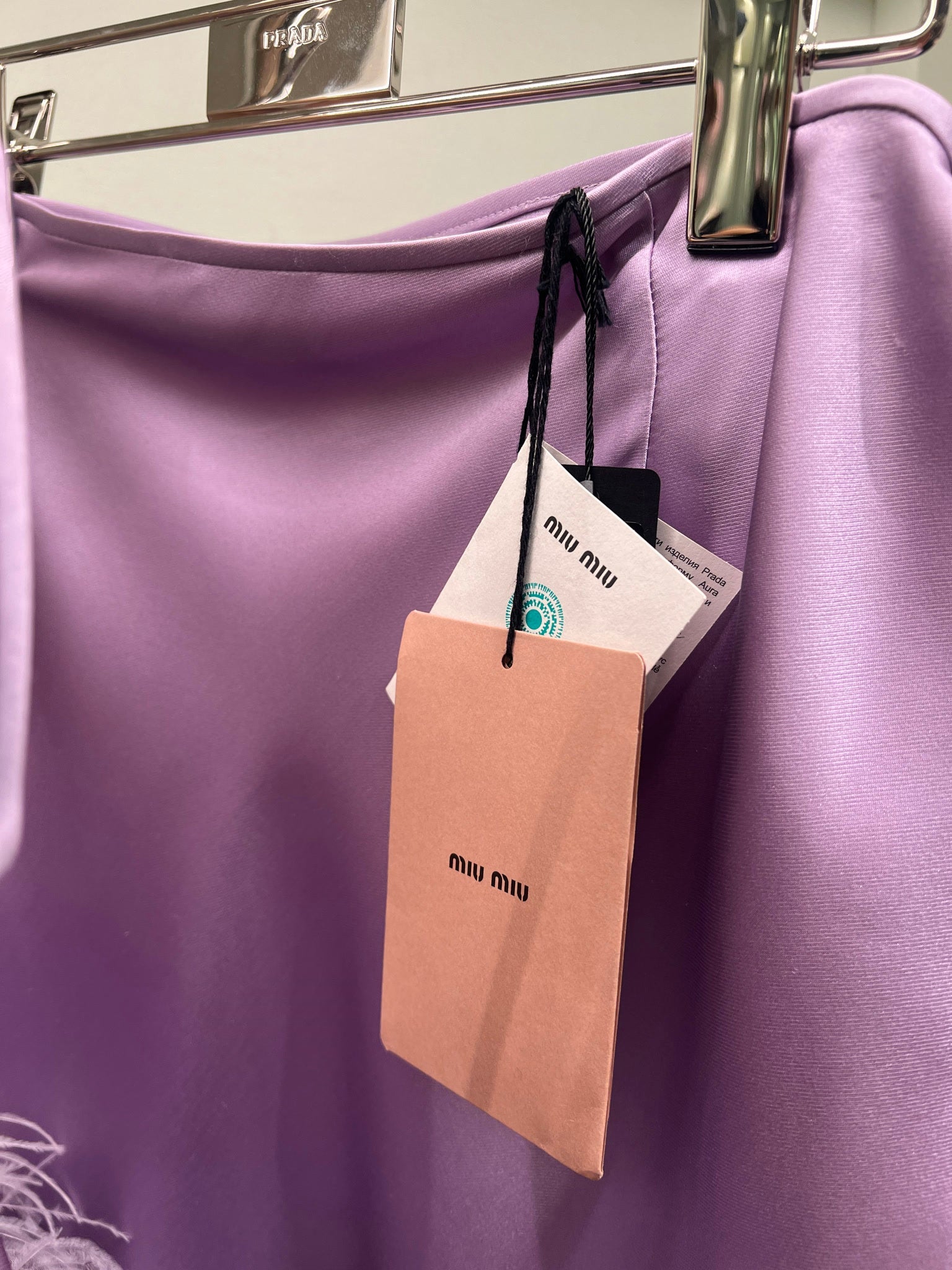Miu Miu feather - trim midi skirt purpleMiu Miu