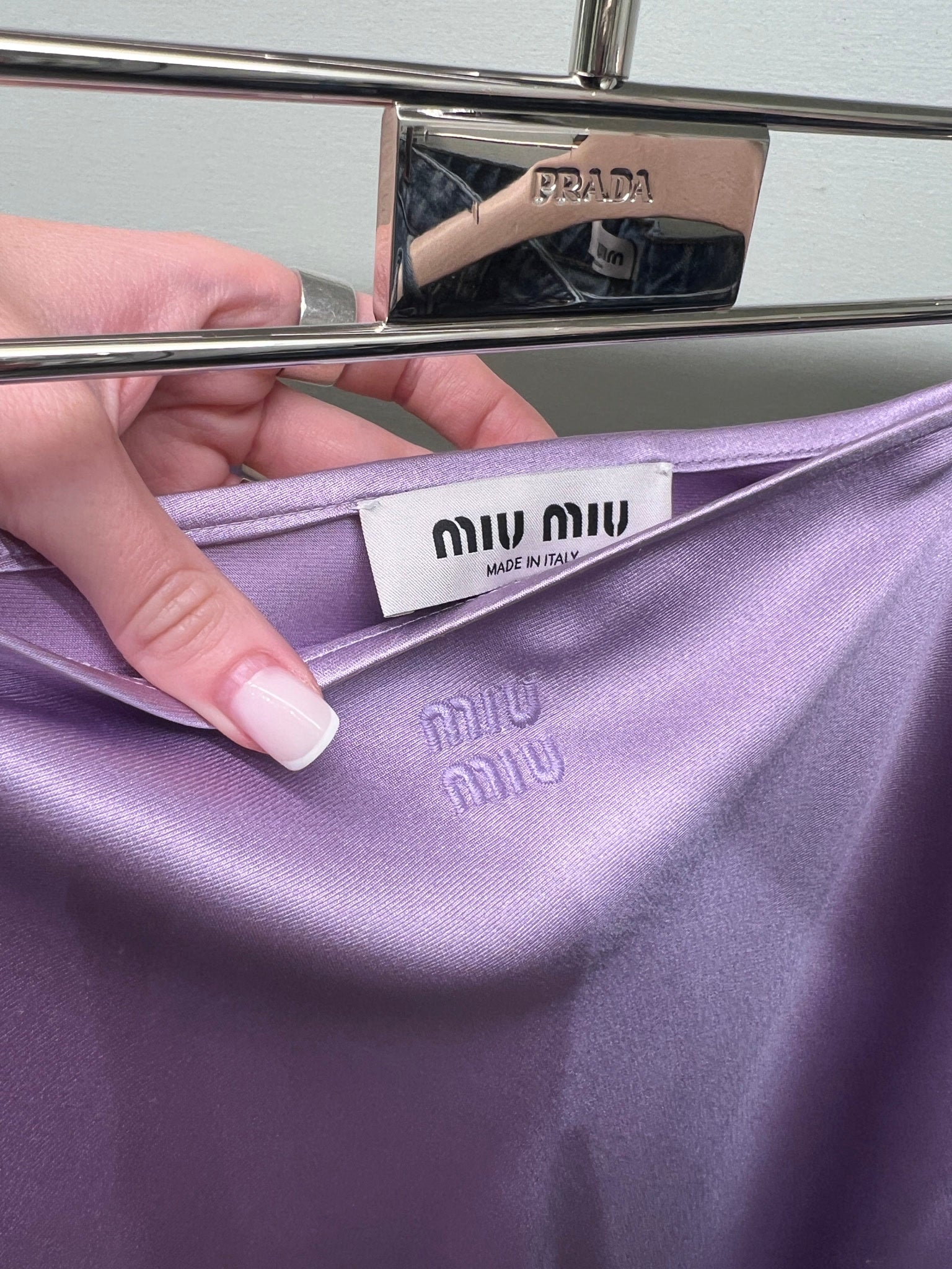 Miu Miu feather - trim midi skirt purpleMiu Miu