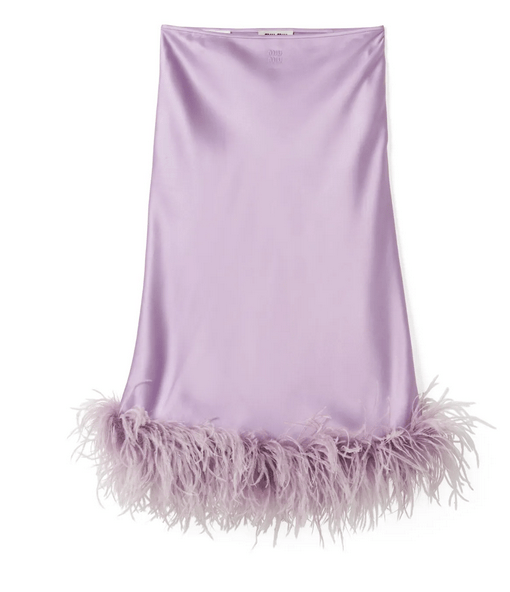 Miu Miu feather - trim midi skirt purpleMiu Miu