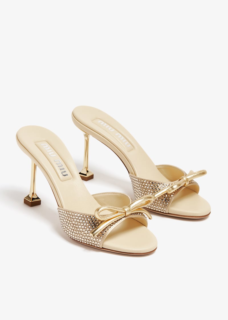 Miu Miu Satin bow sandals goldMiu Miu