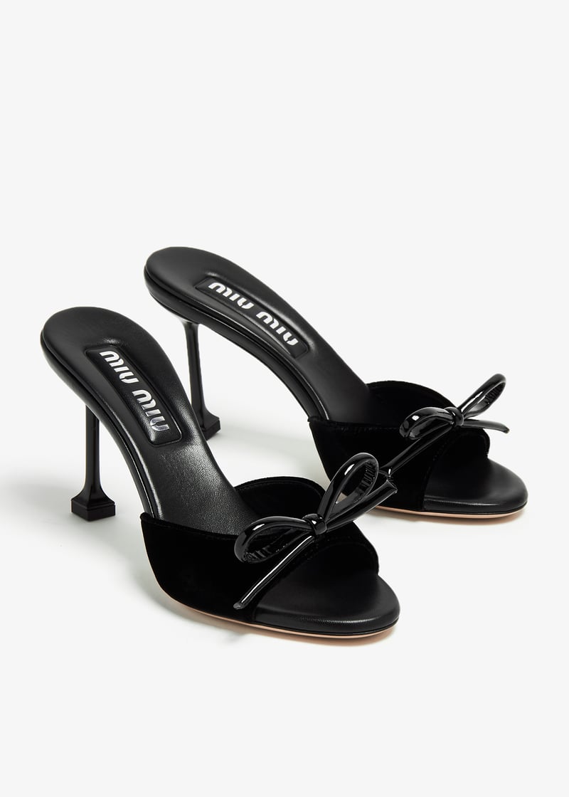 Miu Miu Velvet bow sandals blackMiu Miu