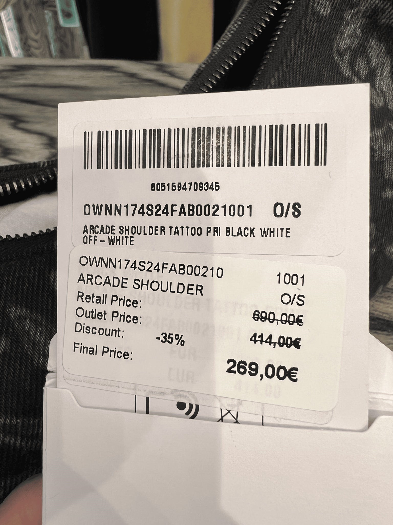 Off - White Damska torba na ramię Arcade Shoulder Tattoo czarna białaOff - white