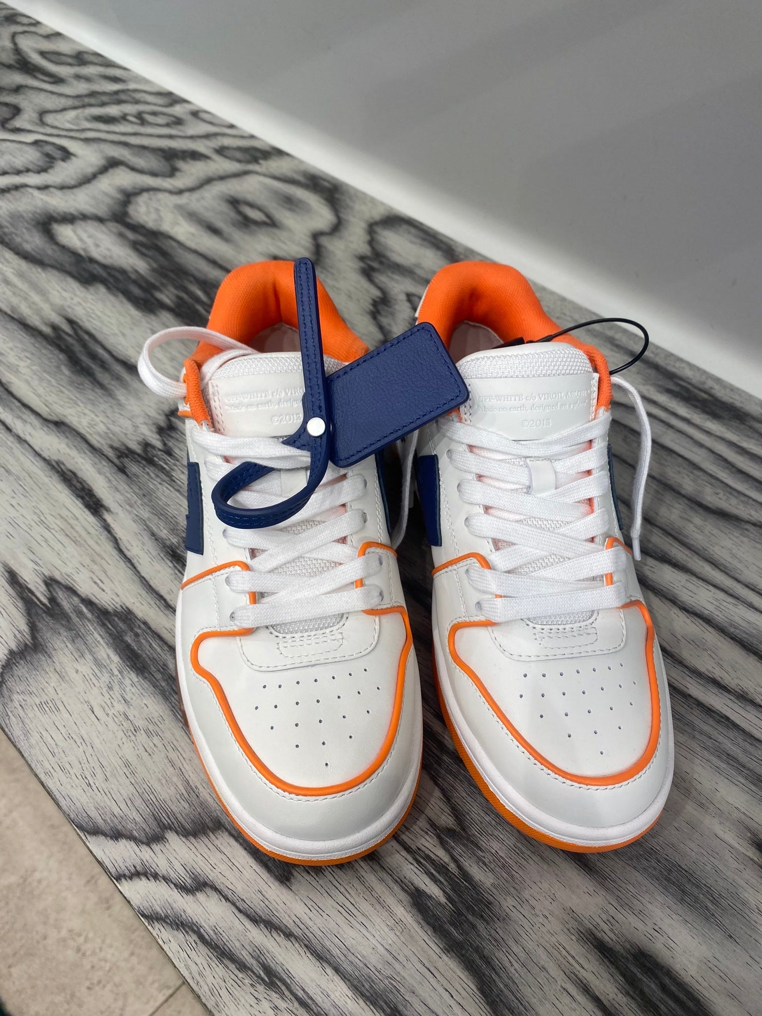 Off - White Damskie buty skórzane pomarańczoweOff - white
