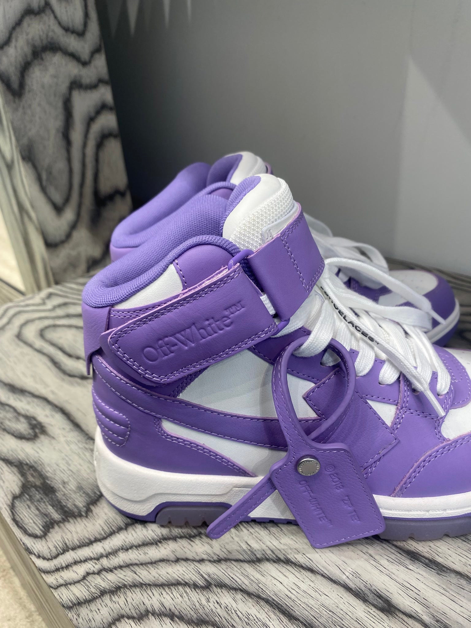 Off - White Damskie buty sneakersy fioletowe skórzaneOff - white