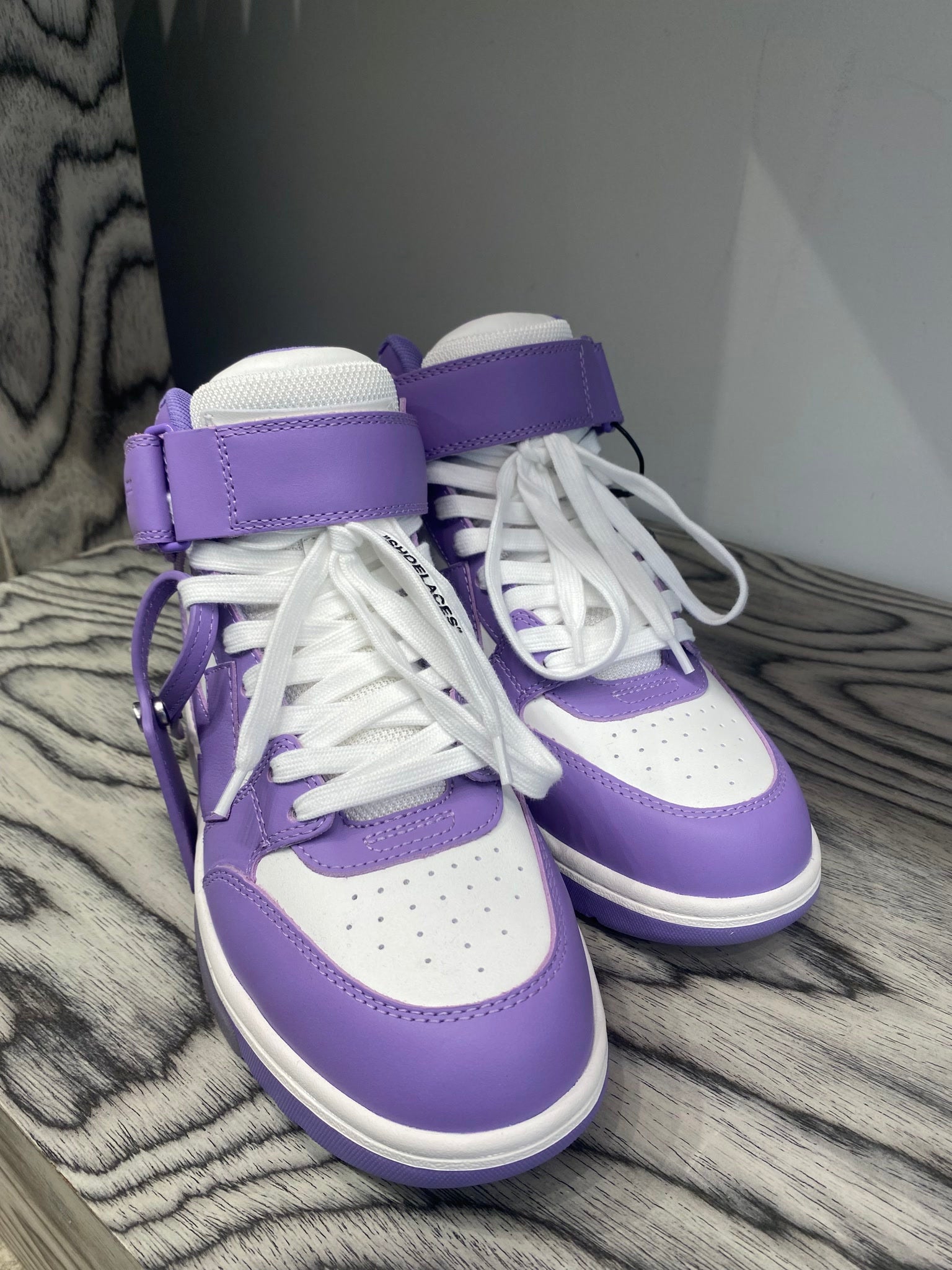 Off - White Damskie buty sneakersy fioletowe skórzaneOff - white