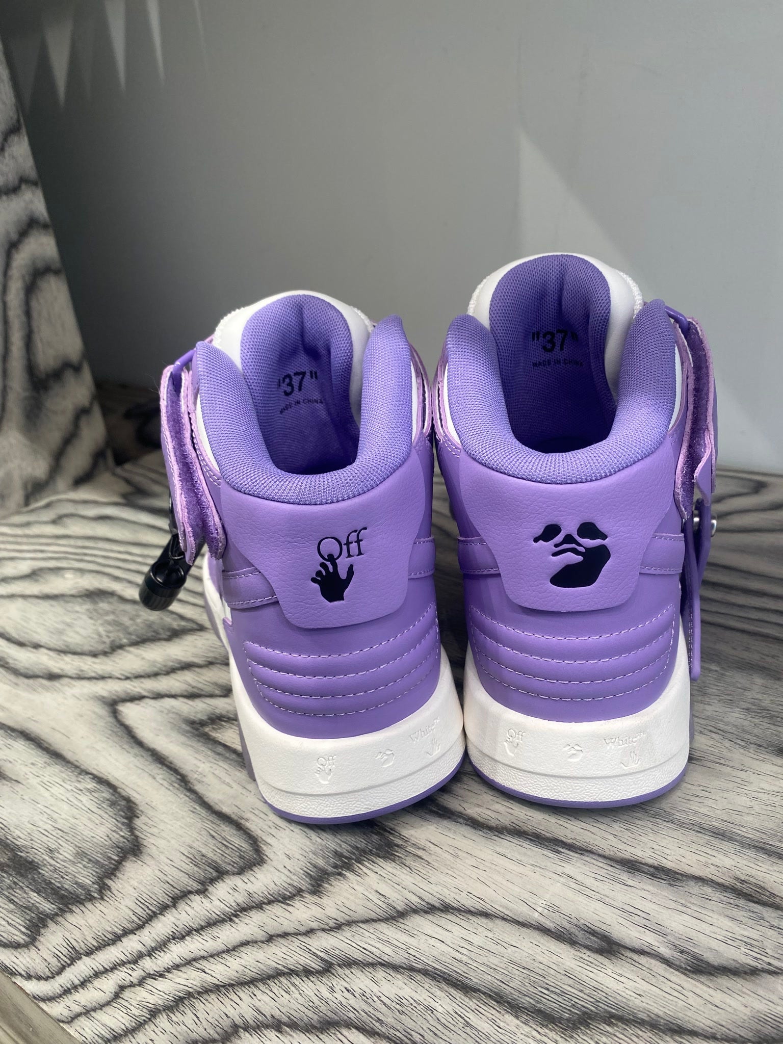 Off - White Damskie buty sneakersy fioletowe skórzaneOff - white