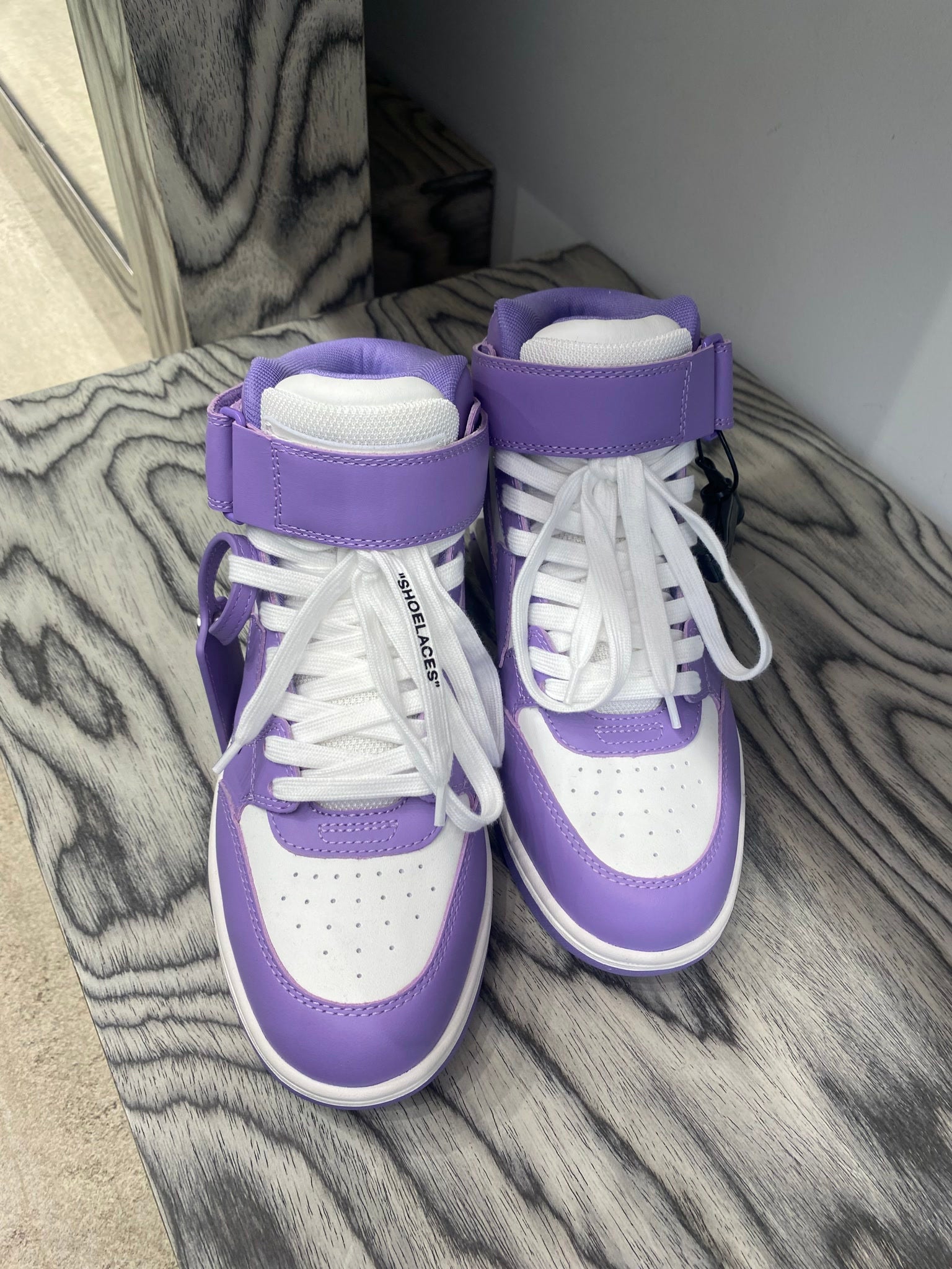 Off - White Damskie buty sneakersy fioletowe skórzaneOff - white