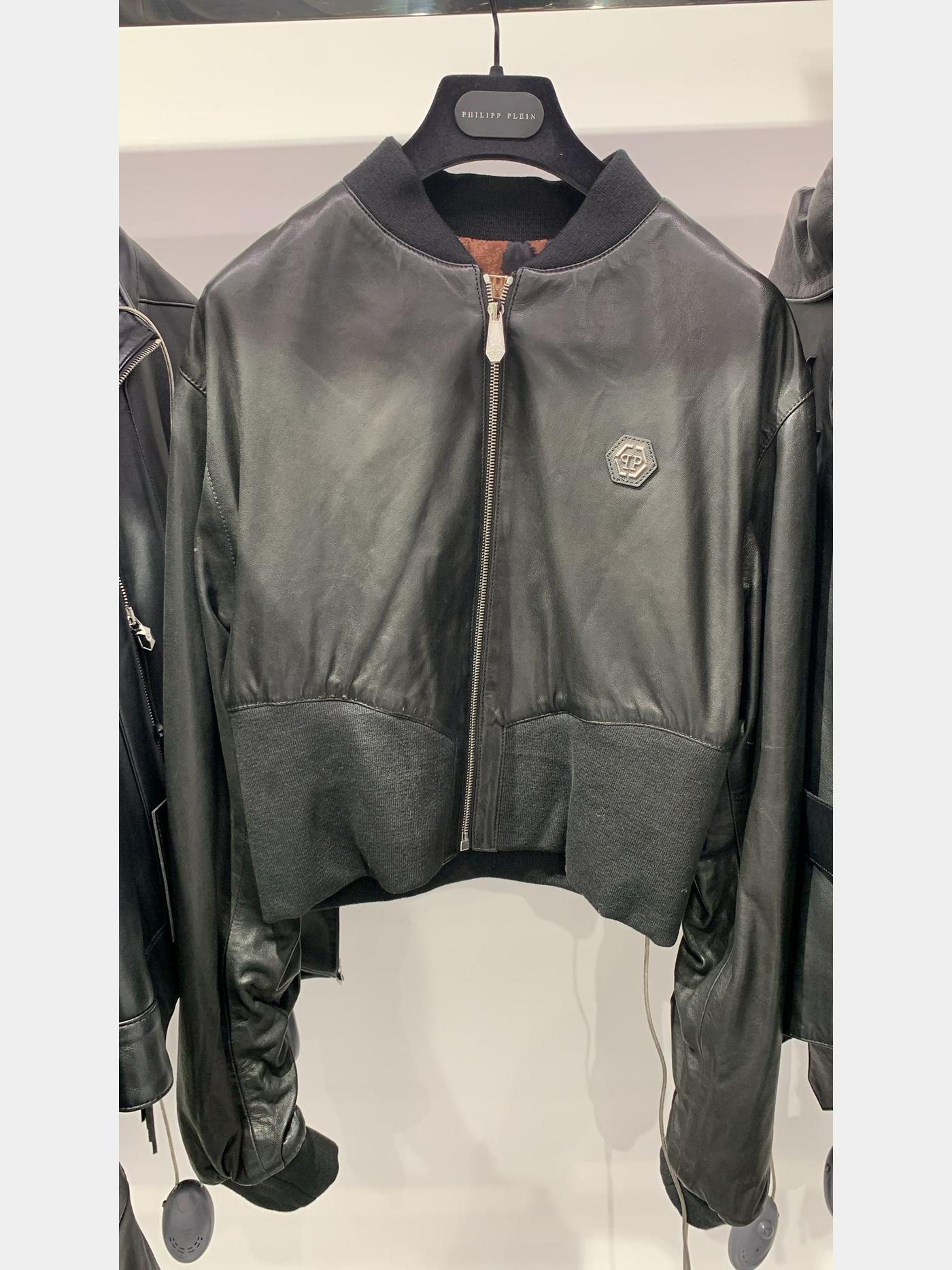 Philipp Plein Leather Bomber BlackPhilipp Plein