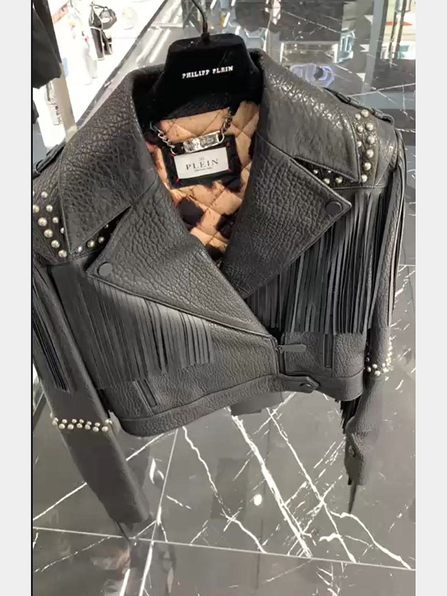 Philipp Plein Leather Cropped Jacket FringePhilipp Plein