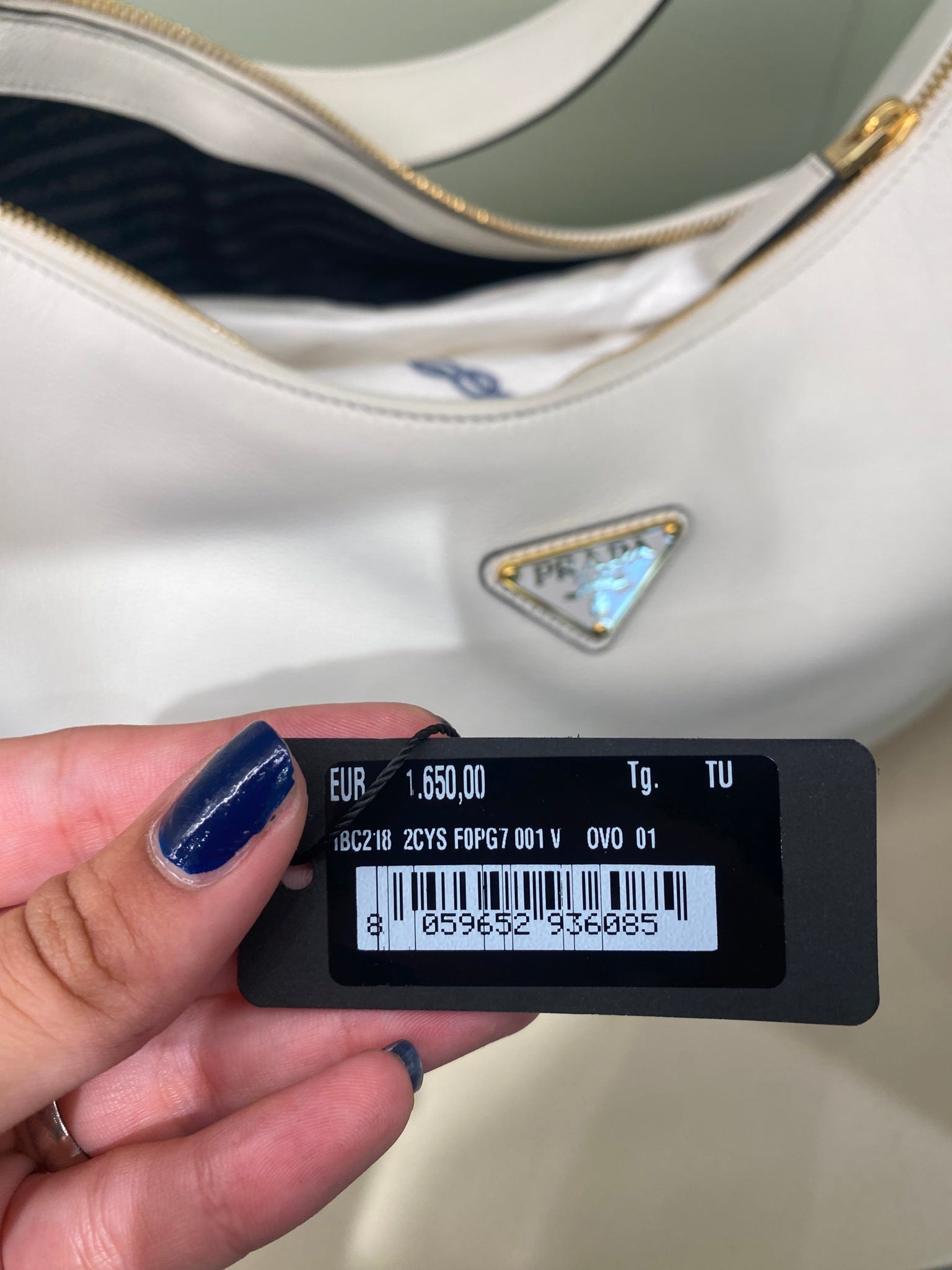 Prada Damska torba na ramię biała 1BC218Prada