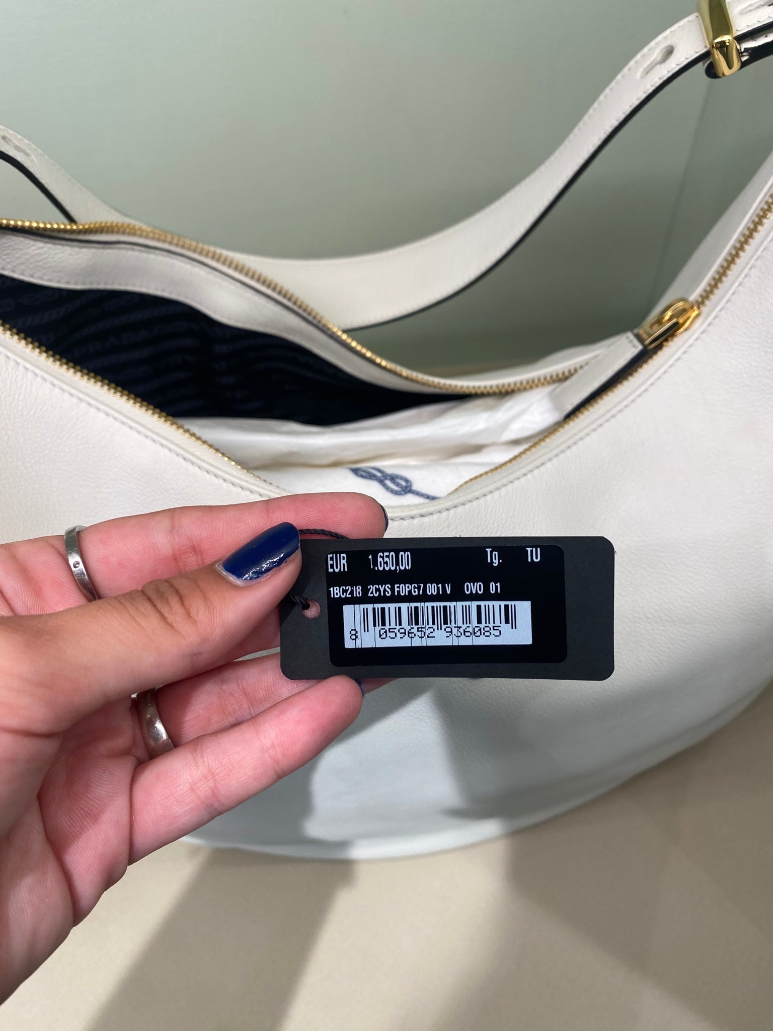 Prada Damska torba na ramię biała 1BC218Prada