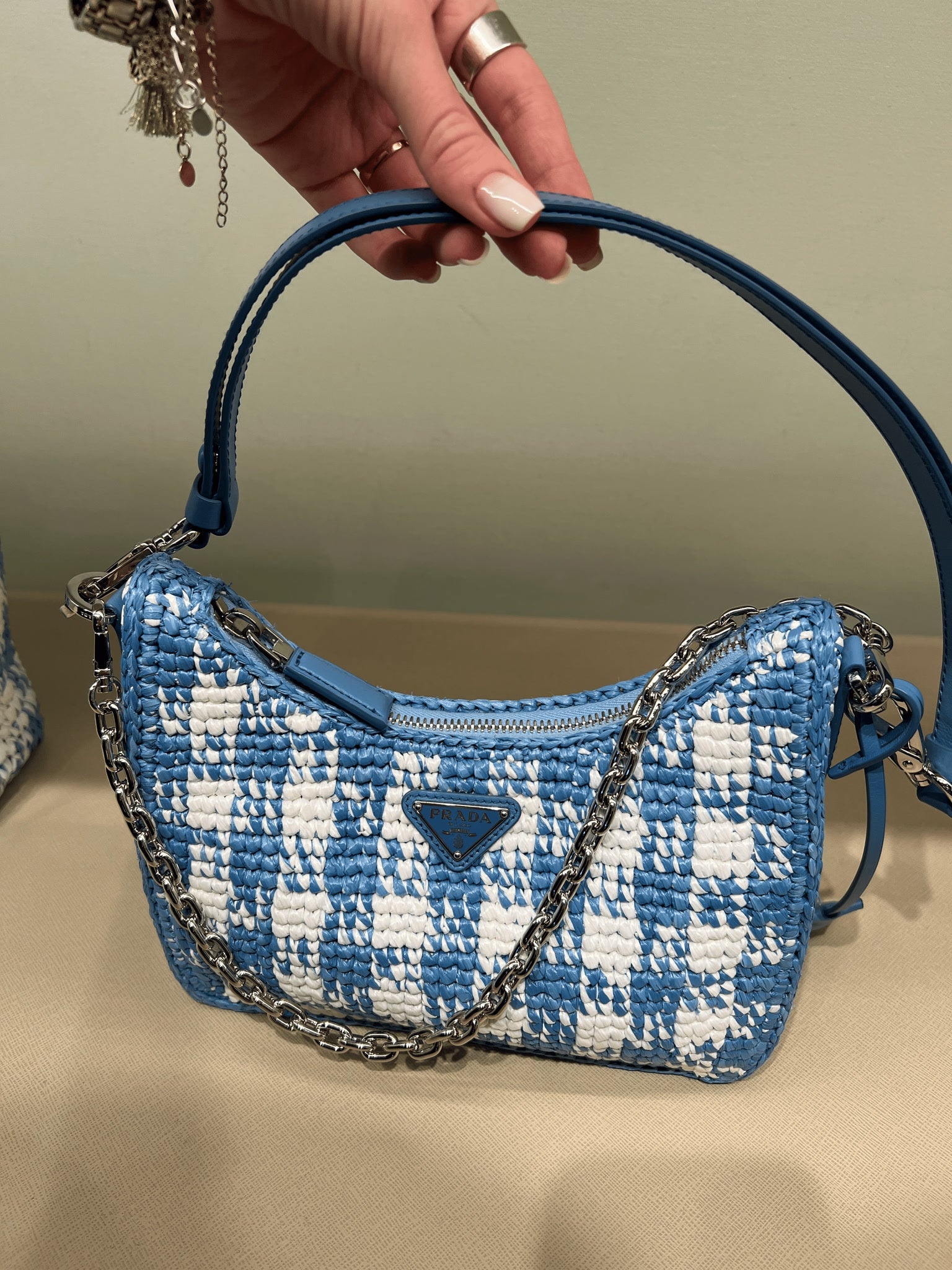Prada Damska torebka na ramię niebieskaPrada