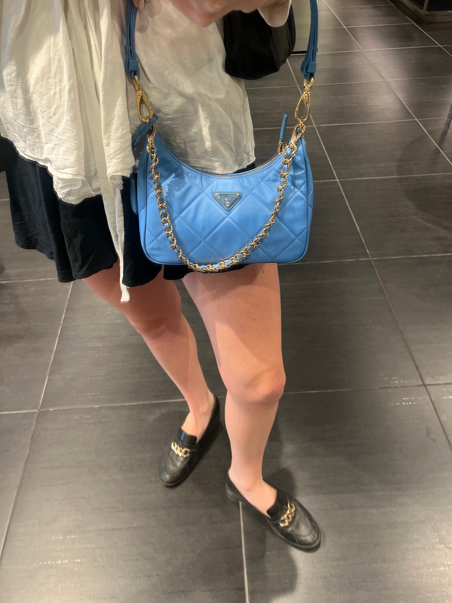 Prada Damska torebka na ramię niebieskaPrada