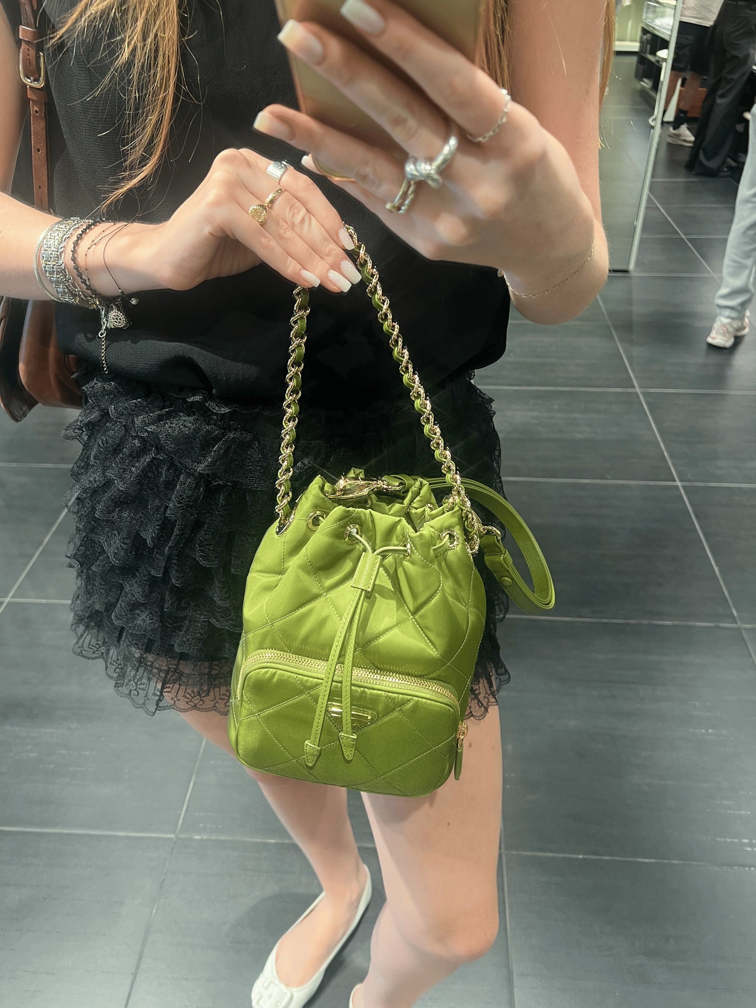 Prada Damska torebka na ramię zielonaPrada