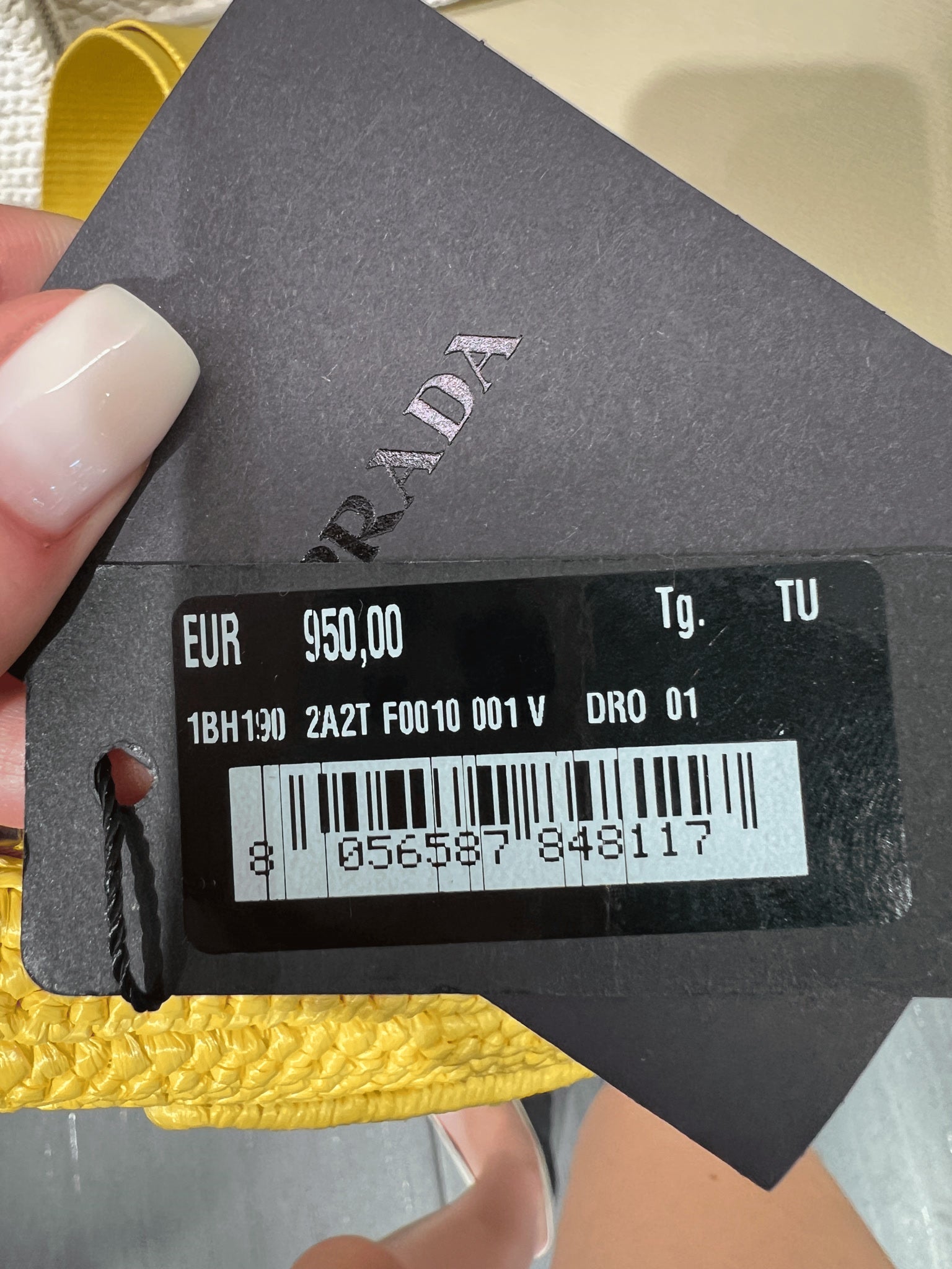 Prada Damska torebka pleciona żółta 1BH130Prada