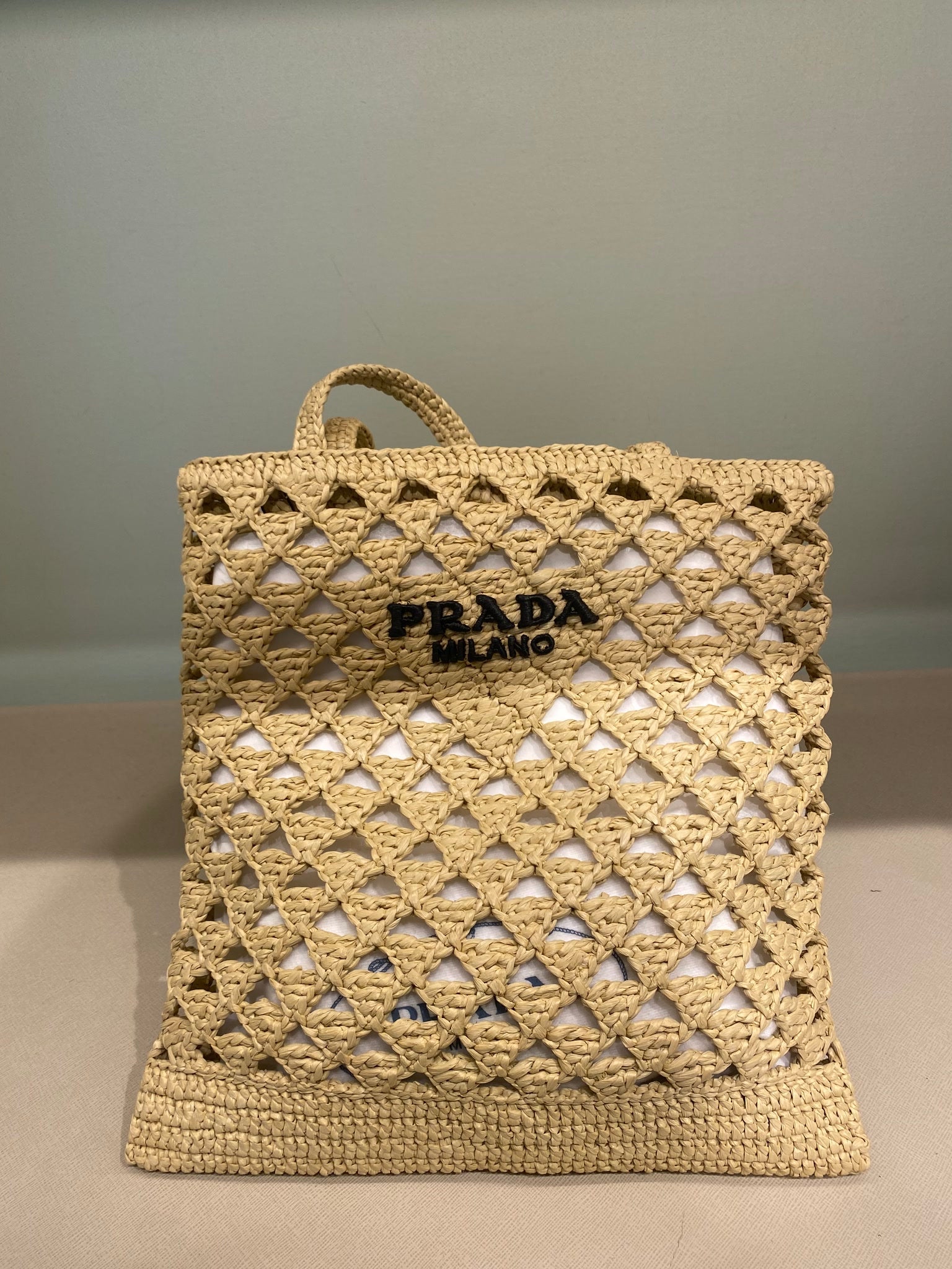 Prada Damska torebka rafiowa kolor naturalnyPrada