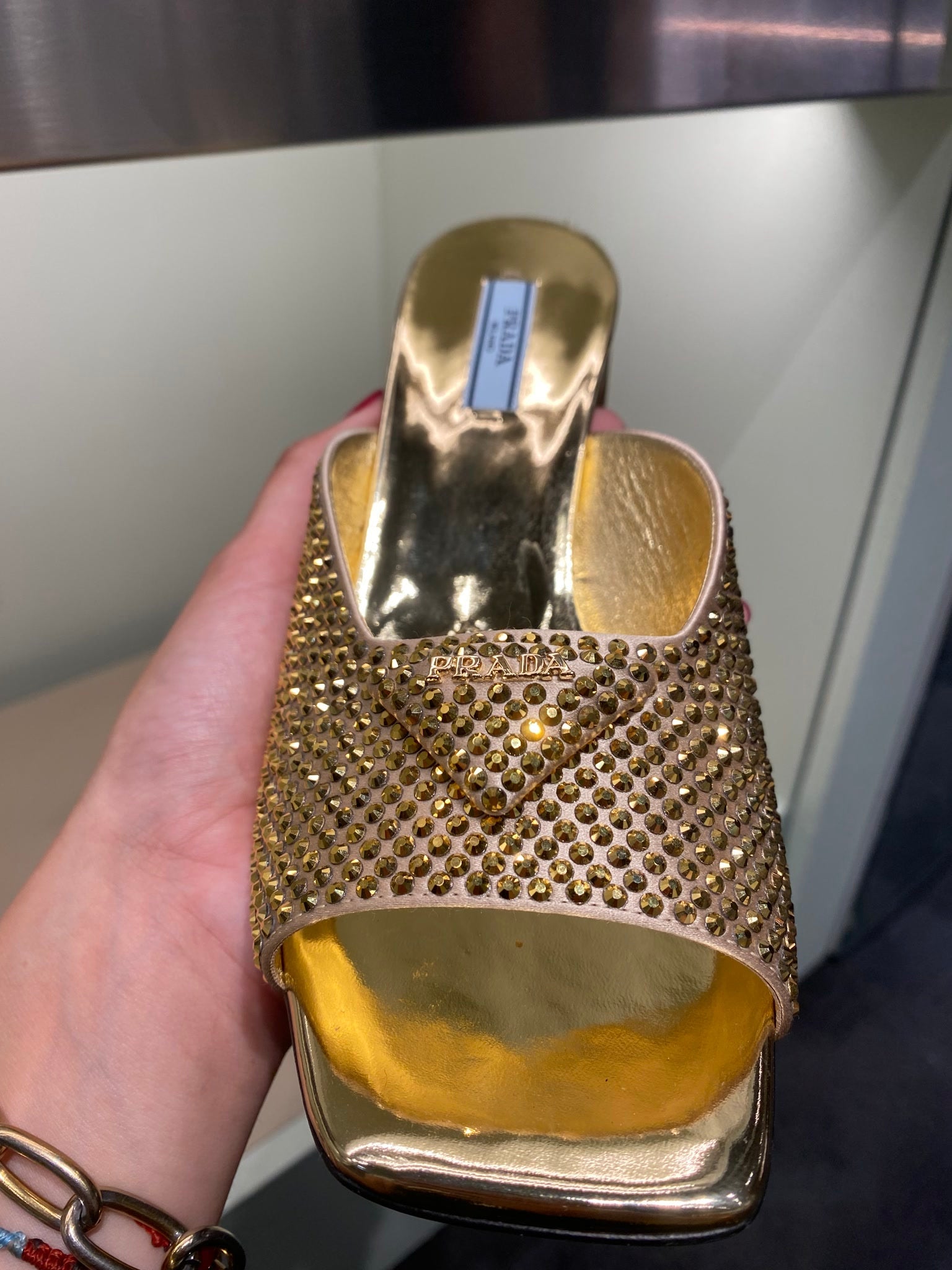 Prada Damskie szpilki złote kryształowePrada