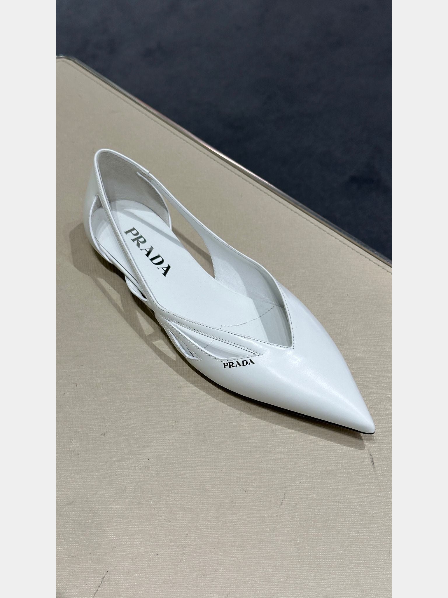Prada White Pointed FlatsPrada