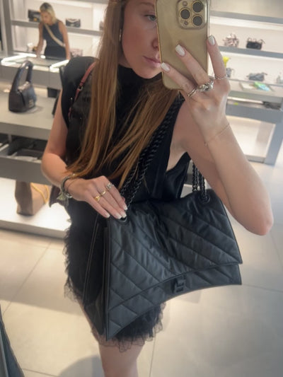 Balenciaga Damska torebka Crush Chain Quilted czarna