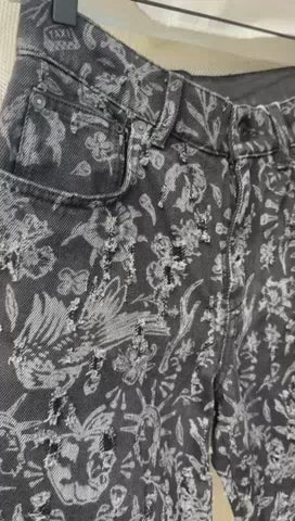 Vintage Black White Tattoo Baby Baggy Chino