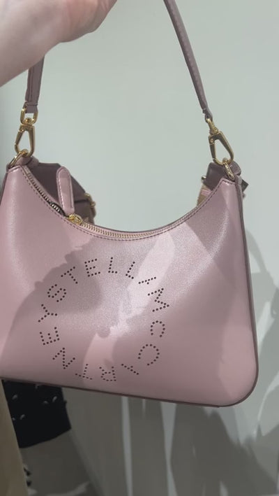 Stella McCartney Damska torebka Hobo Logo beżowa