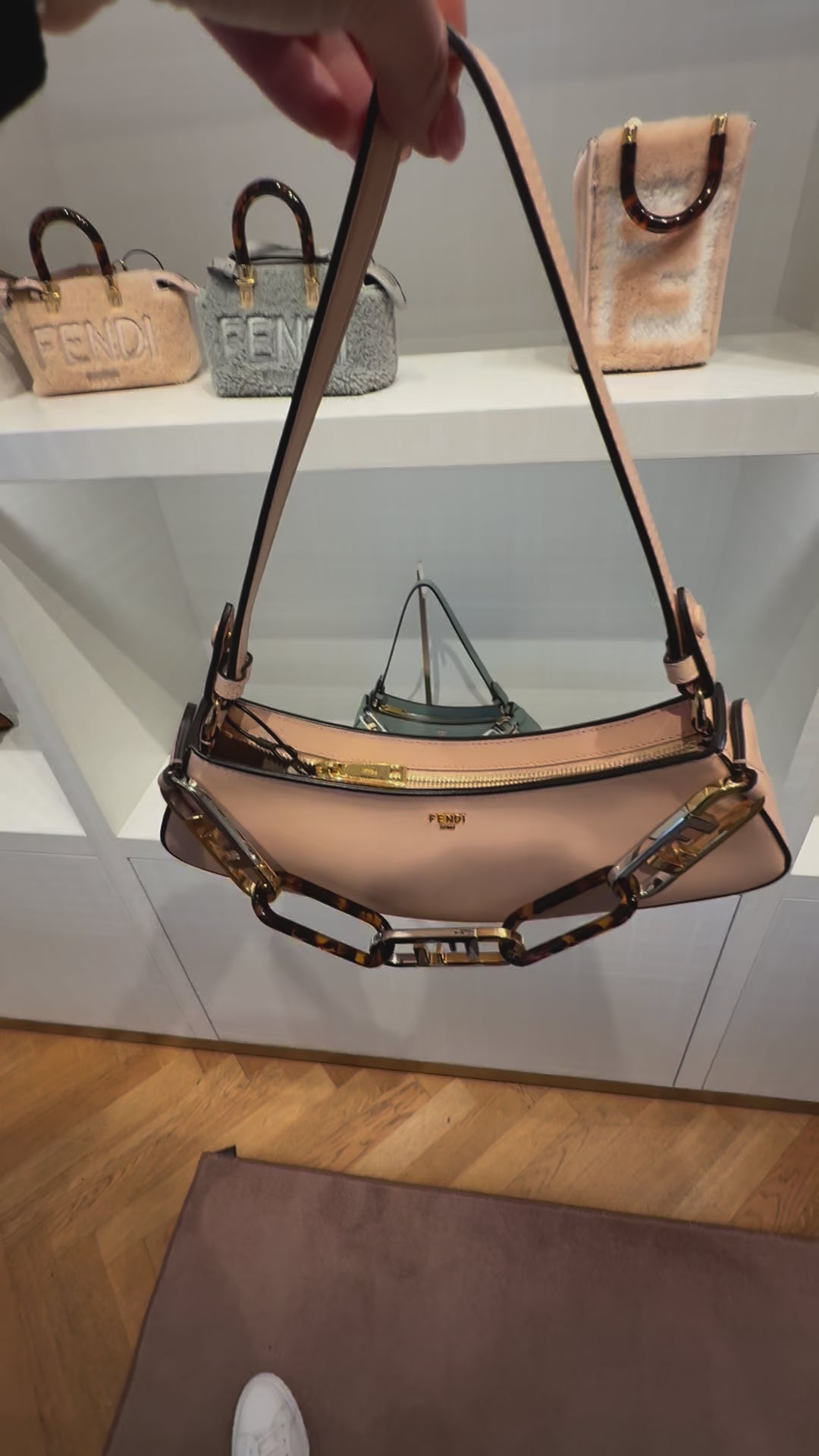 W Flap Bag Fendi O'Lock Calf Leather Light Rose