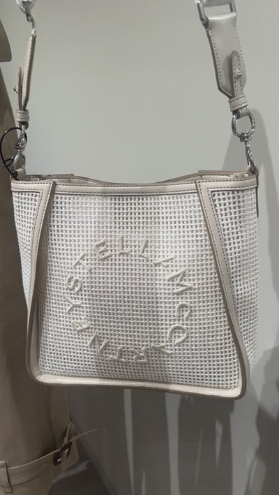 Stella McCartney Damska torebka mini crossbody haftowana eko siatka