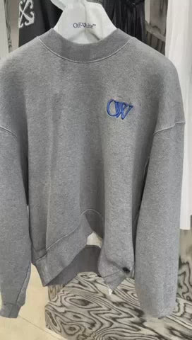 Melange Grey Nautical Blue Embr Ow Over Crewneck