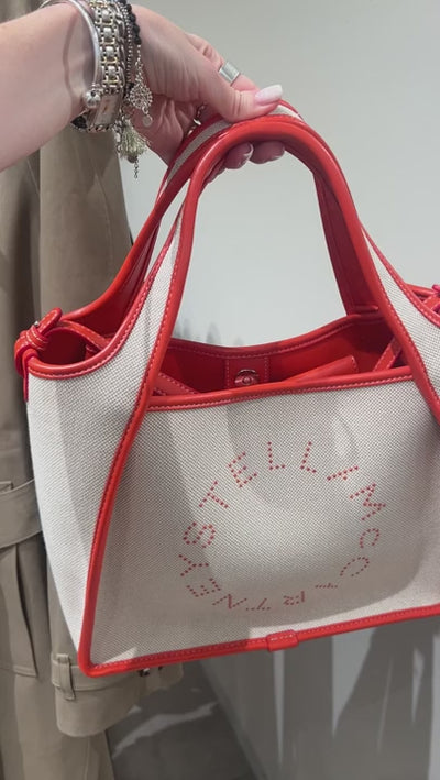 Stella McCartney Damska torebka na ramię canvas Salt & Pepper