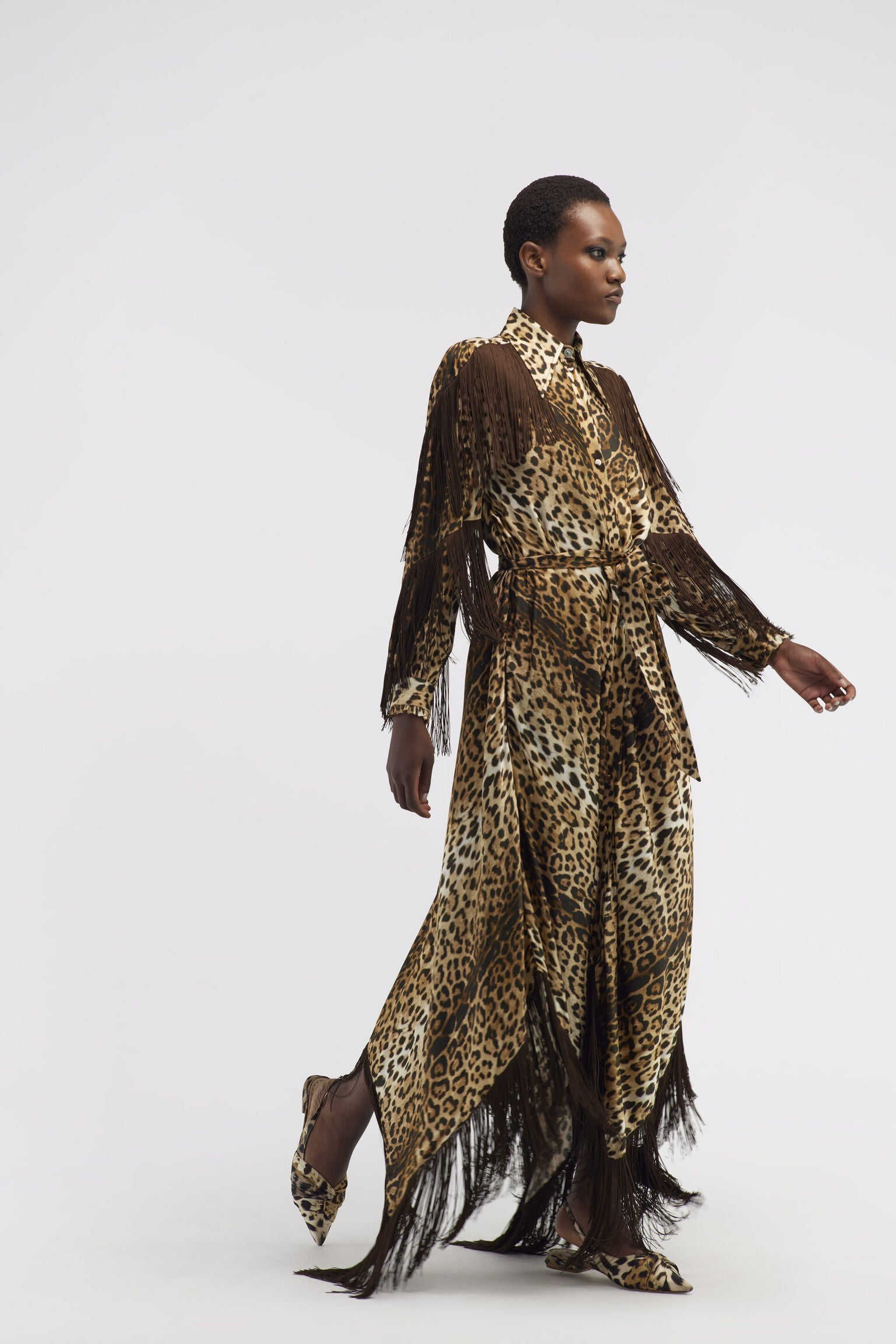 Roberto Cavalli Leopard Print Fringe long dressRoberto Cavalli