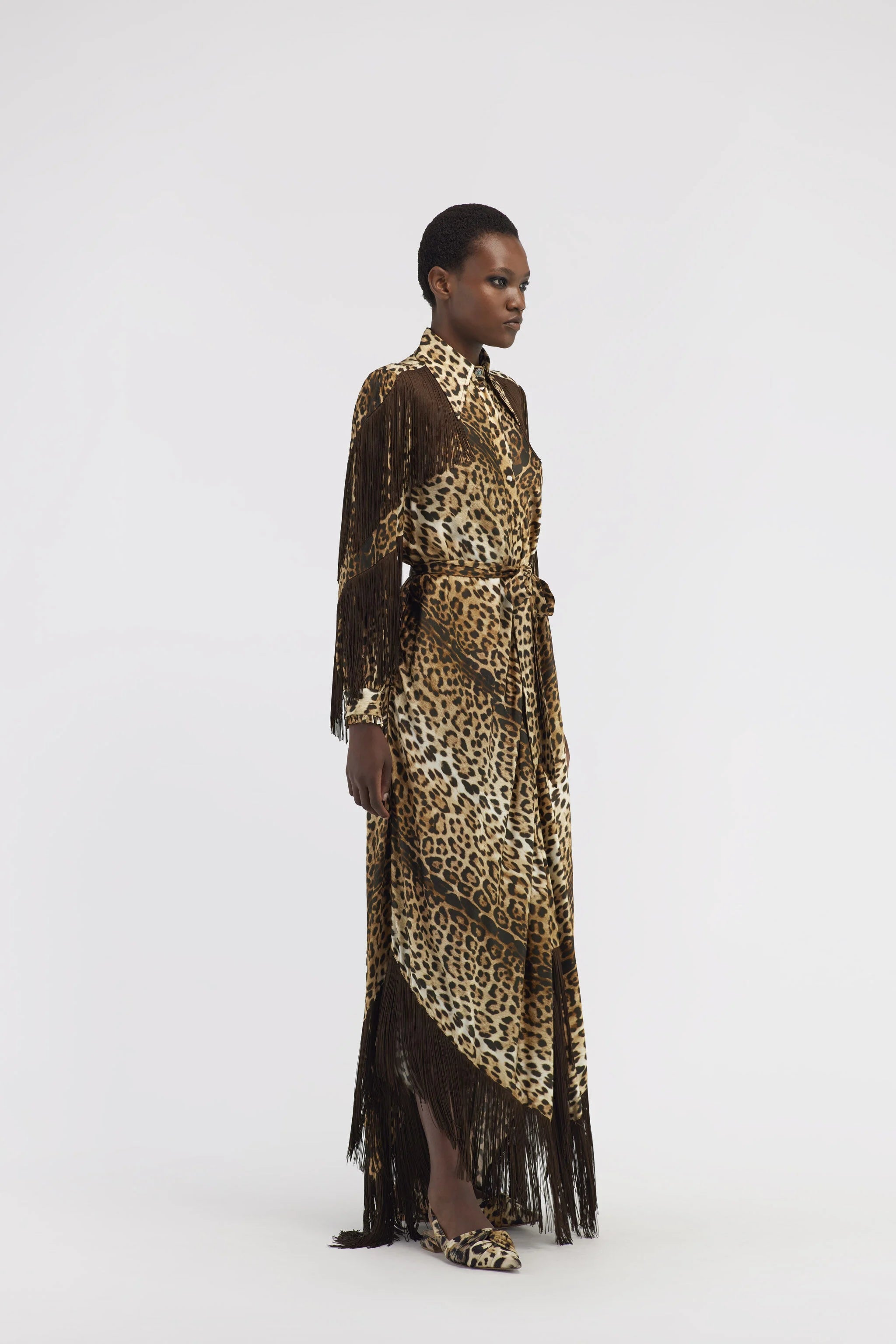 Roberto Cavalli Leopard Print Fringe long dressRoberto Cavalli