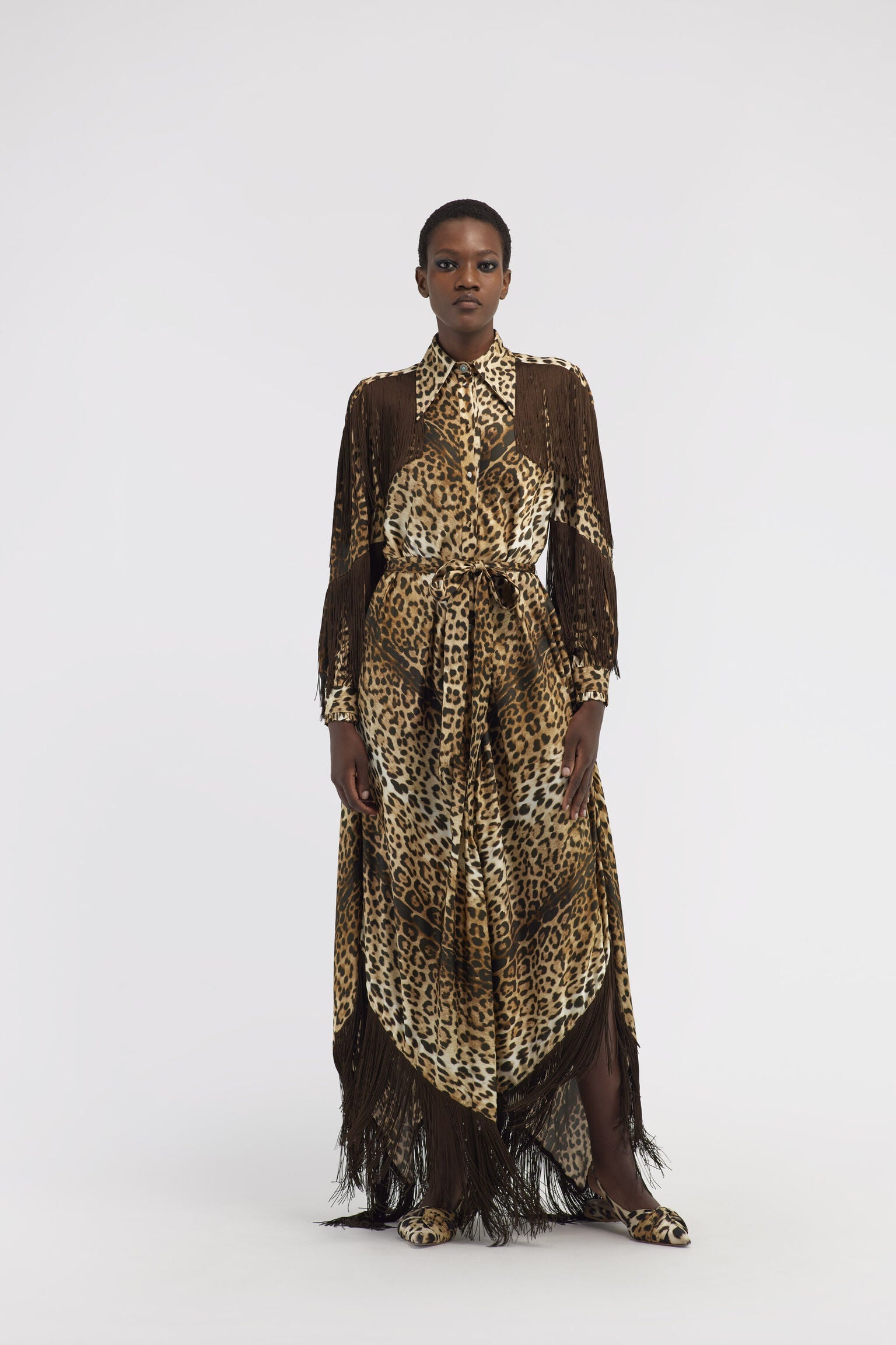 Roberto Cavalli Leopard Print Fringe long dressRoberto Cavalli