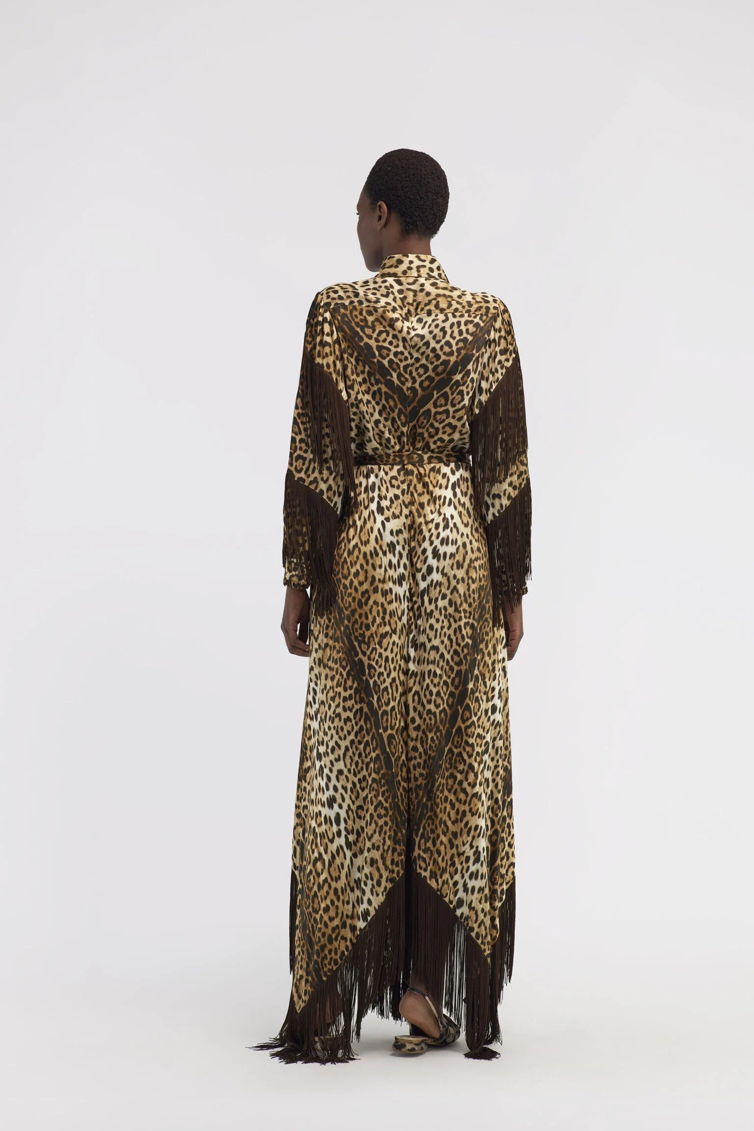 Roberto Cavalli Leopard Print Fringe long dressRoberto Cavalli