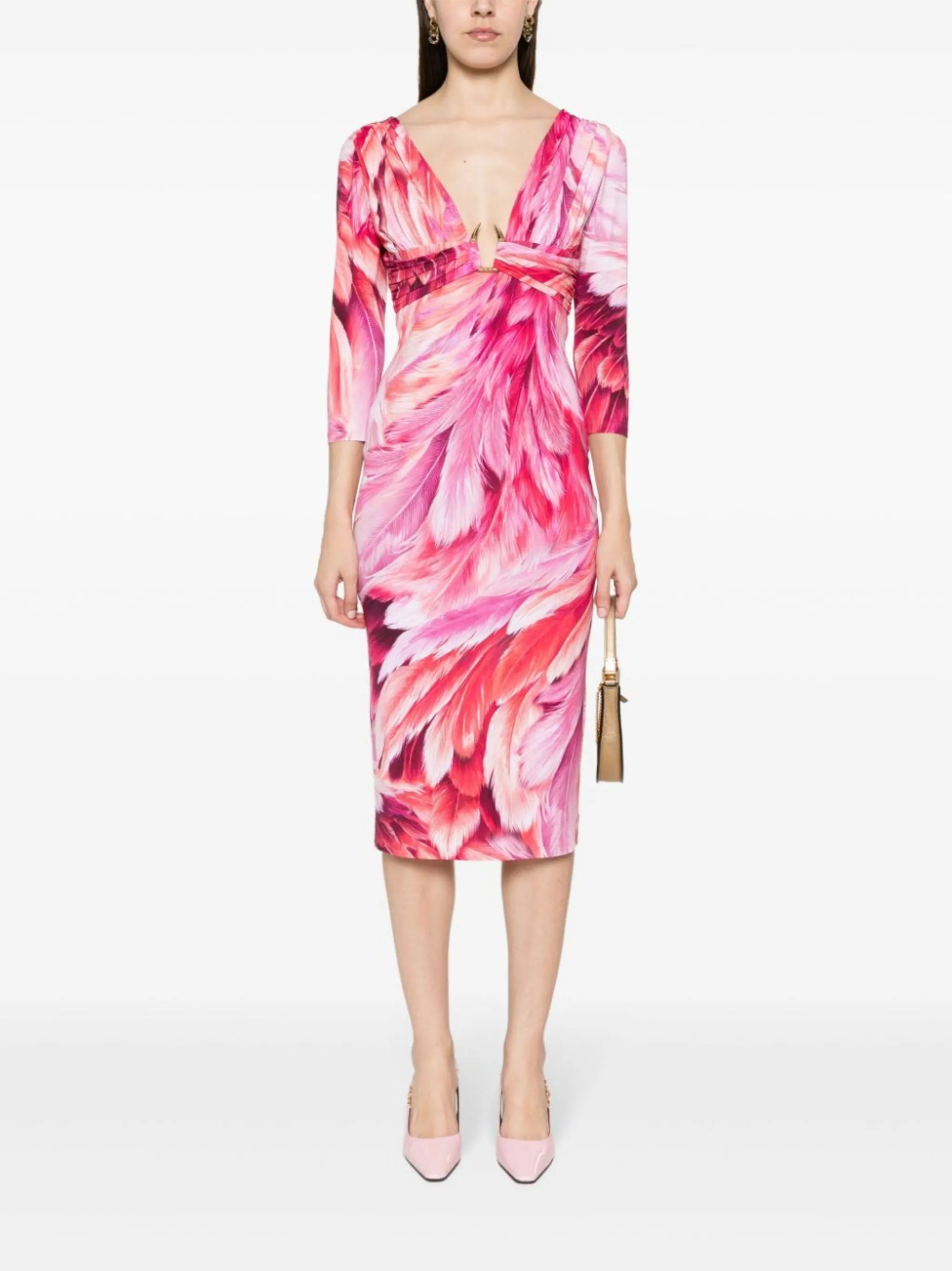Roberto Cavalli plumage - print midi dressRoberto Cavalli