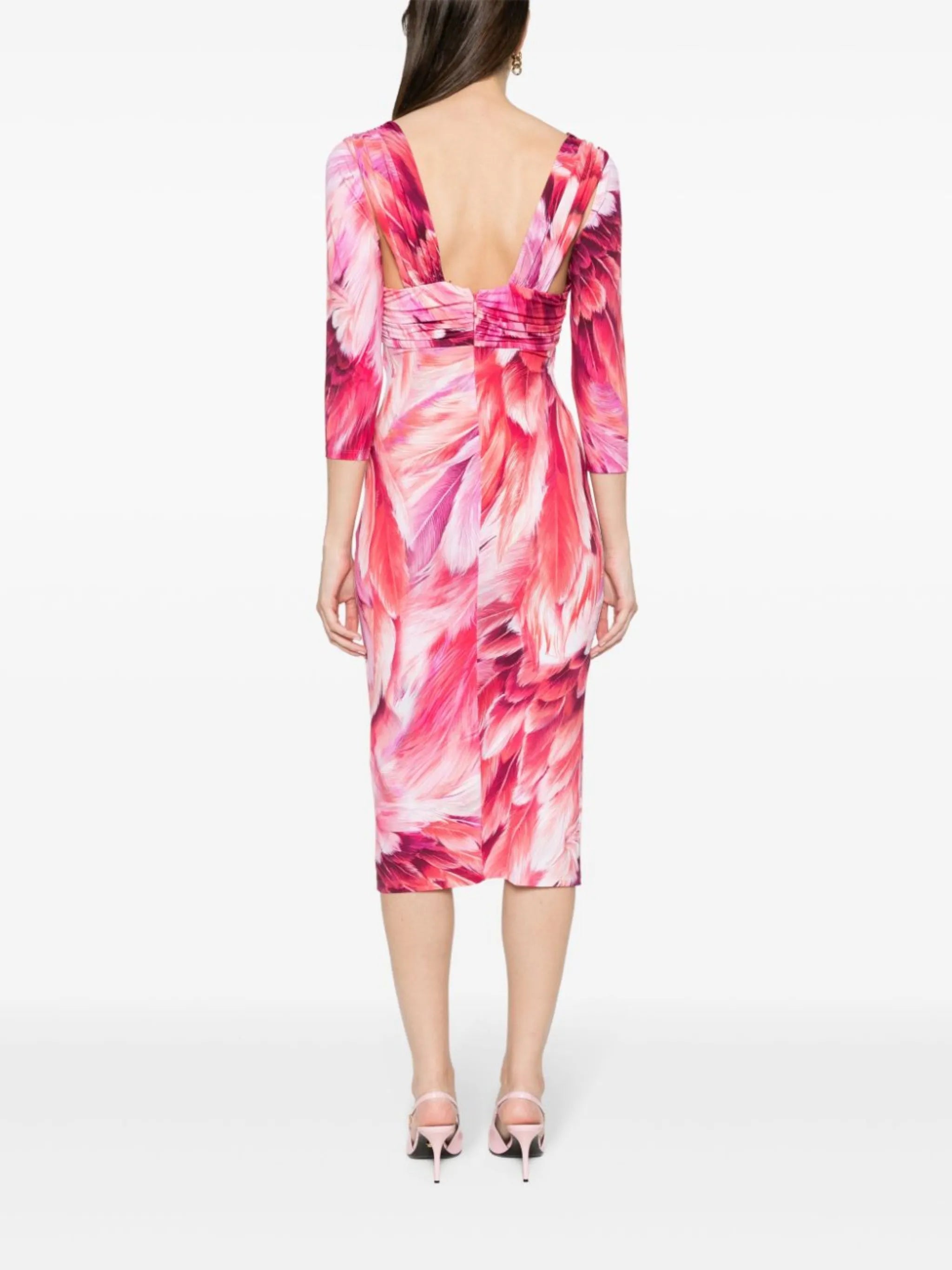 Roberto Cavalli plumage - print midi dressRoberto Cavalli