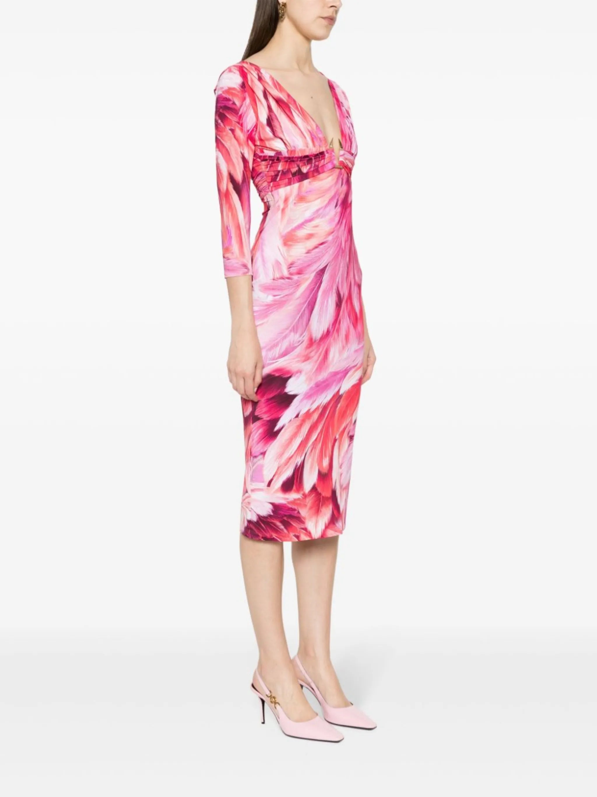 Roberto Cavalli plumage - print midi dressRoberto Cavalli