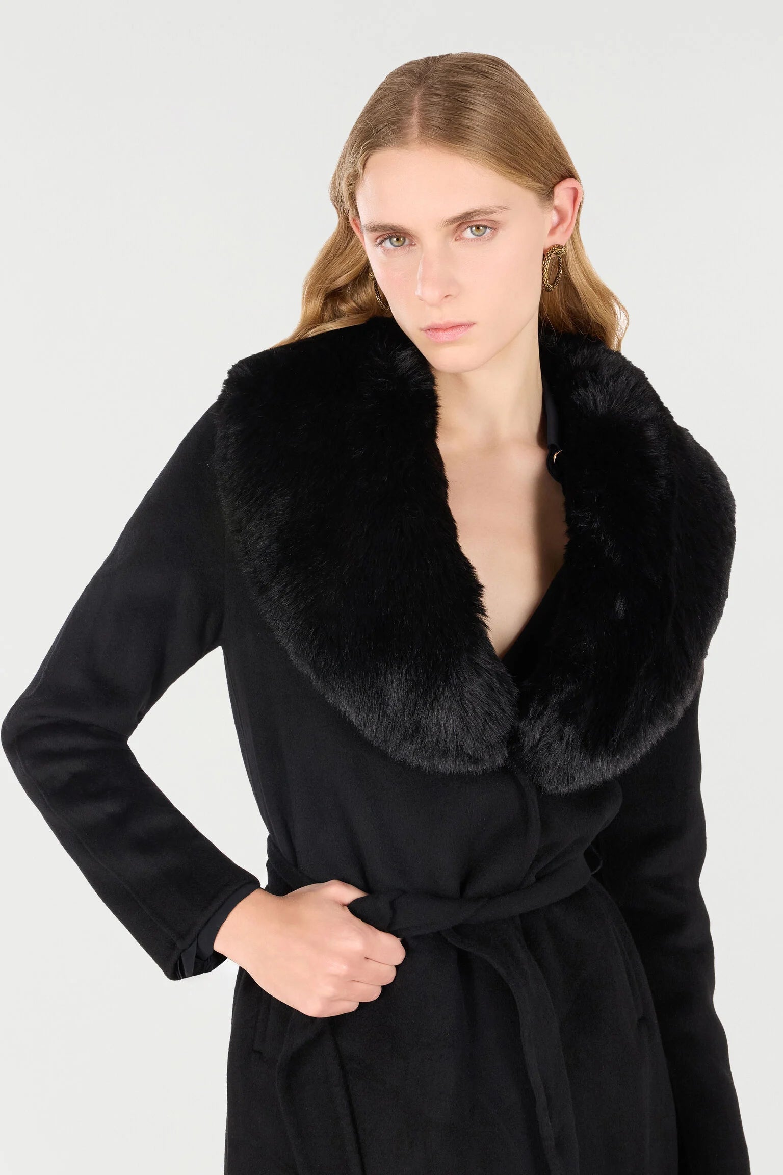 Roberto Cavalli Woman Coat With Faux Fur CollarRoberto Cavalli