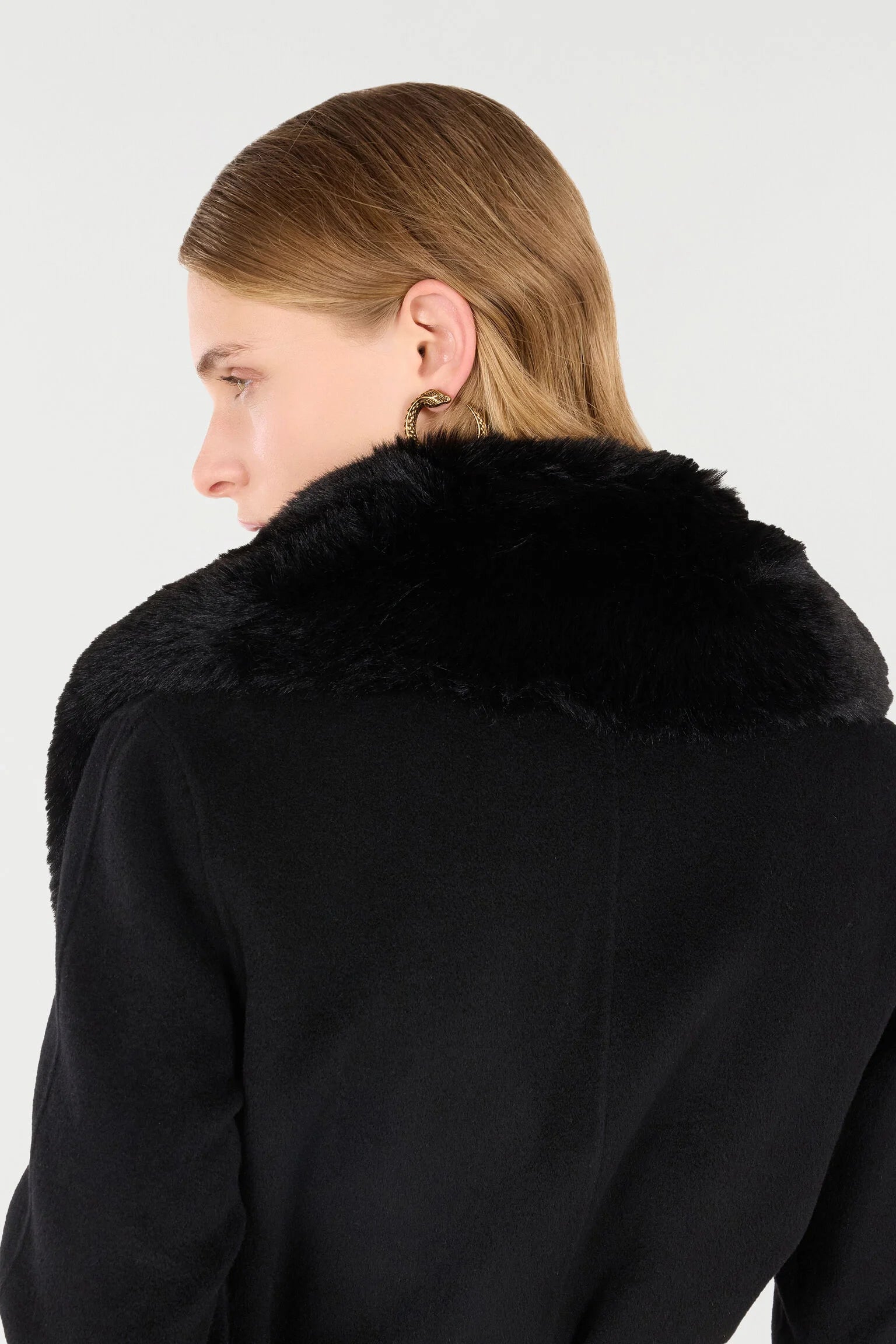 Roberto Cavalli Woman Coat With Faux Fur CollarRoberto Cavalli