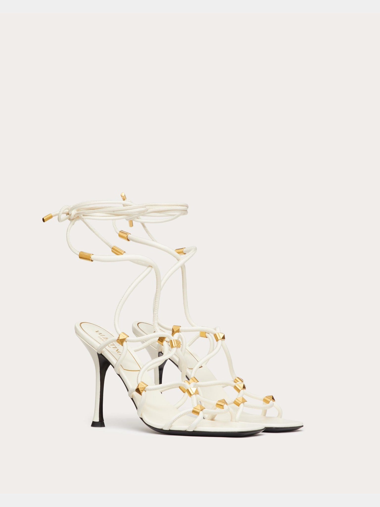 Valentino Damskie Sandały Ivory Rockstud Net Kidskin 2W2S0GB6XLX098Valentino