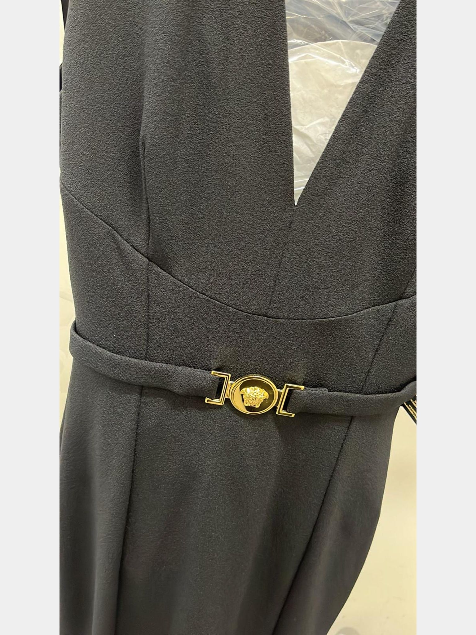 Versace Black Dress with logo beltVersace