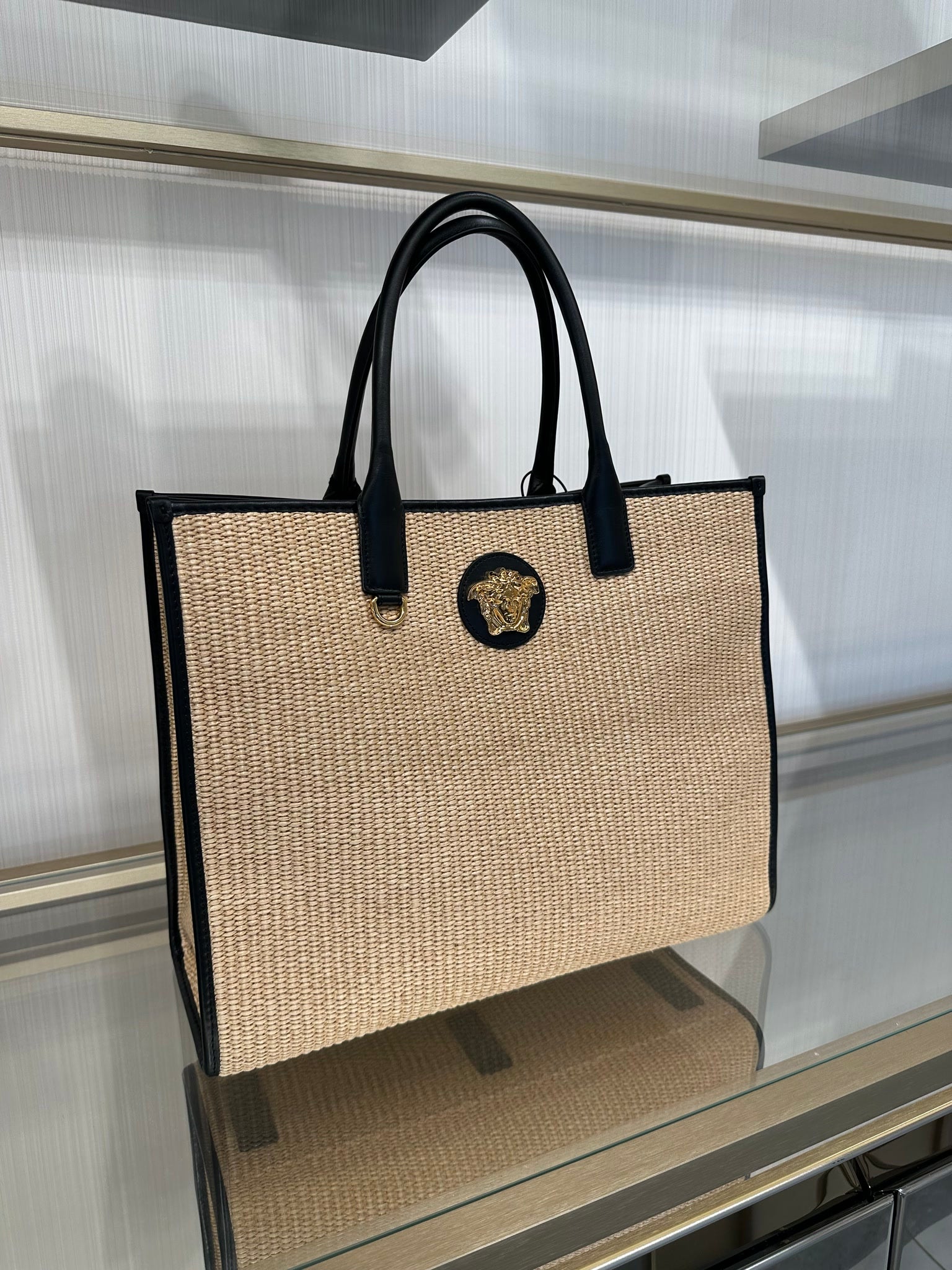 Versace Tote Fabric + Calf LeatherVersace