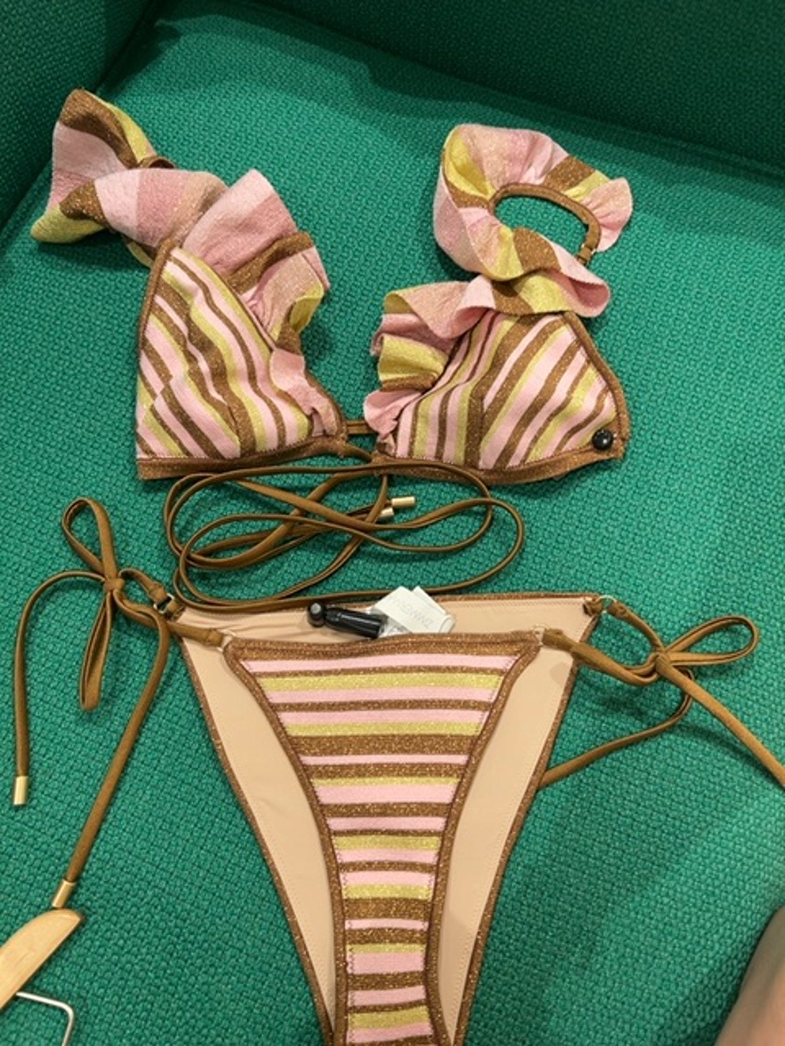 ZIMMERMANN Bikini Damskie Gold Multi Stripe Golden Knit Wrap Bikini 9887WSS245Zimmermann