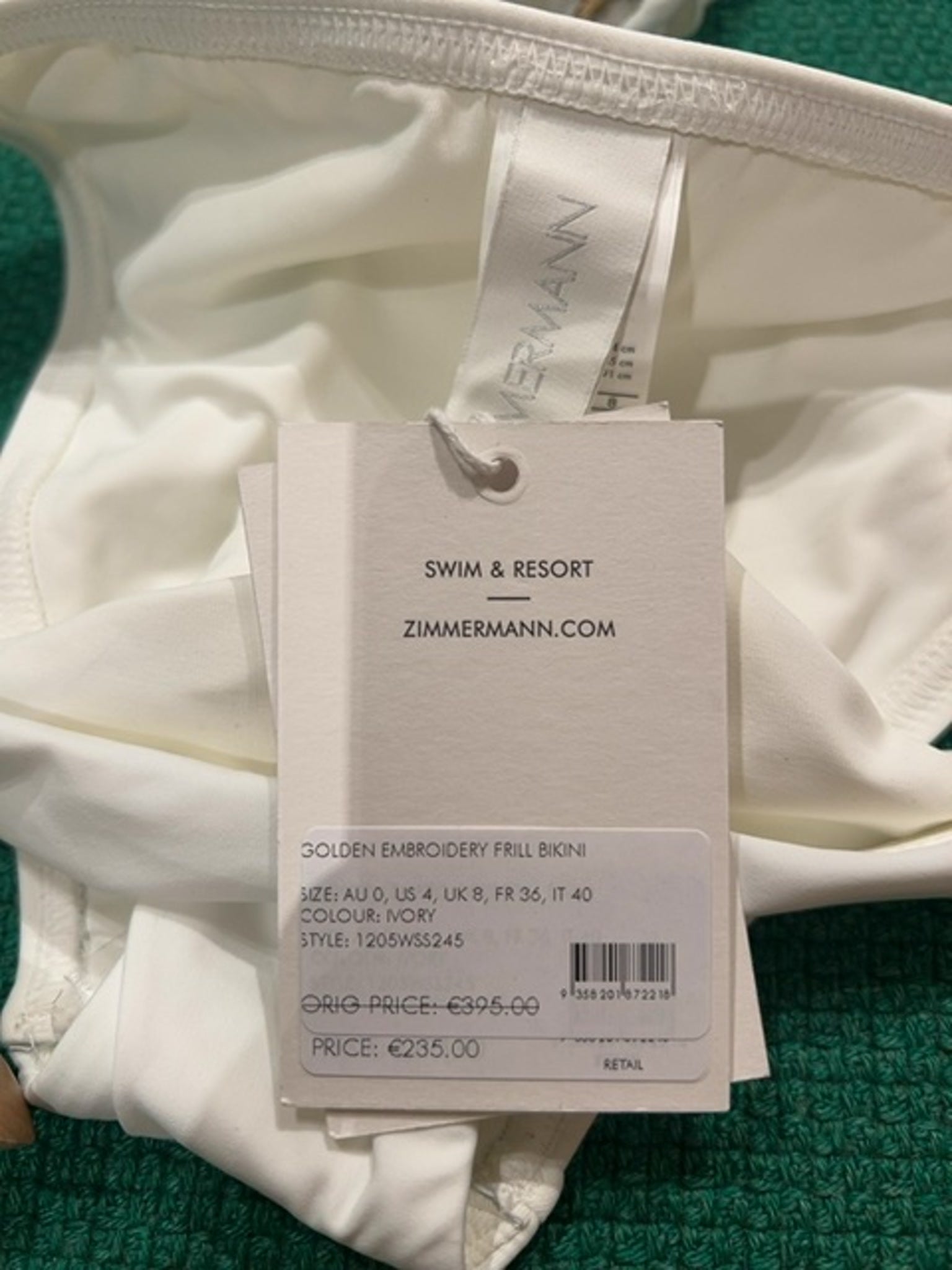 ZIMMERMANN Bikini Damskie Ivory Golden Embroidery Frill 1205WS245Zimmermann