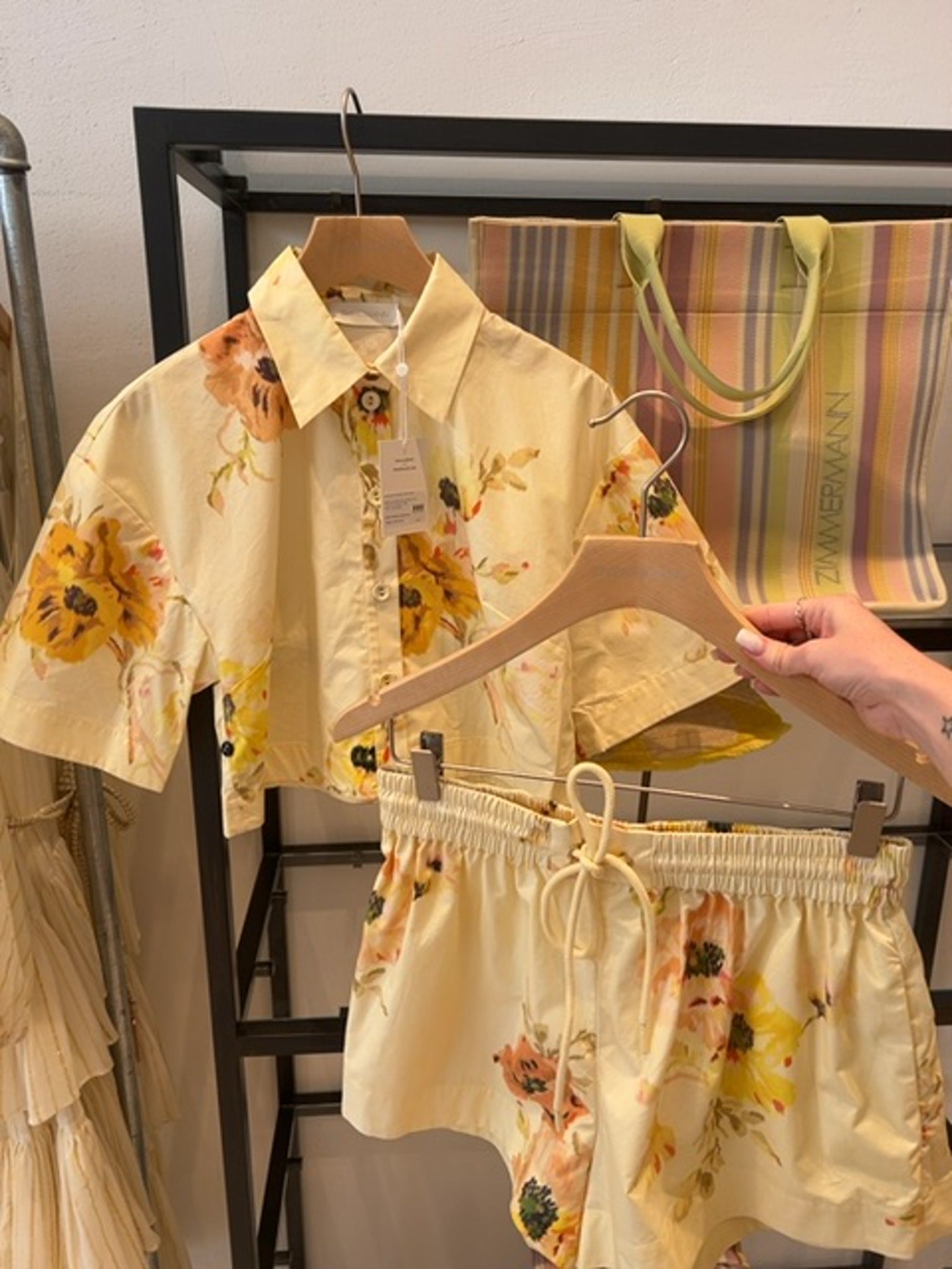 ZIMMERMANN Damska Koszula Lightburst Relaxed Crop Yellow FloralZimmermann