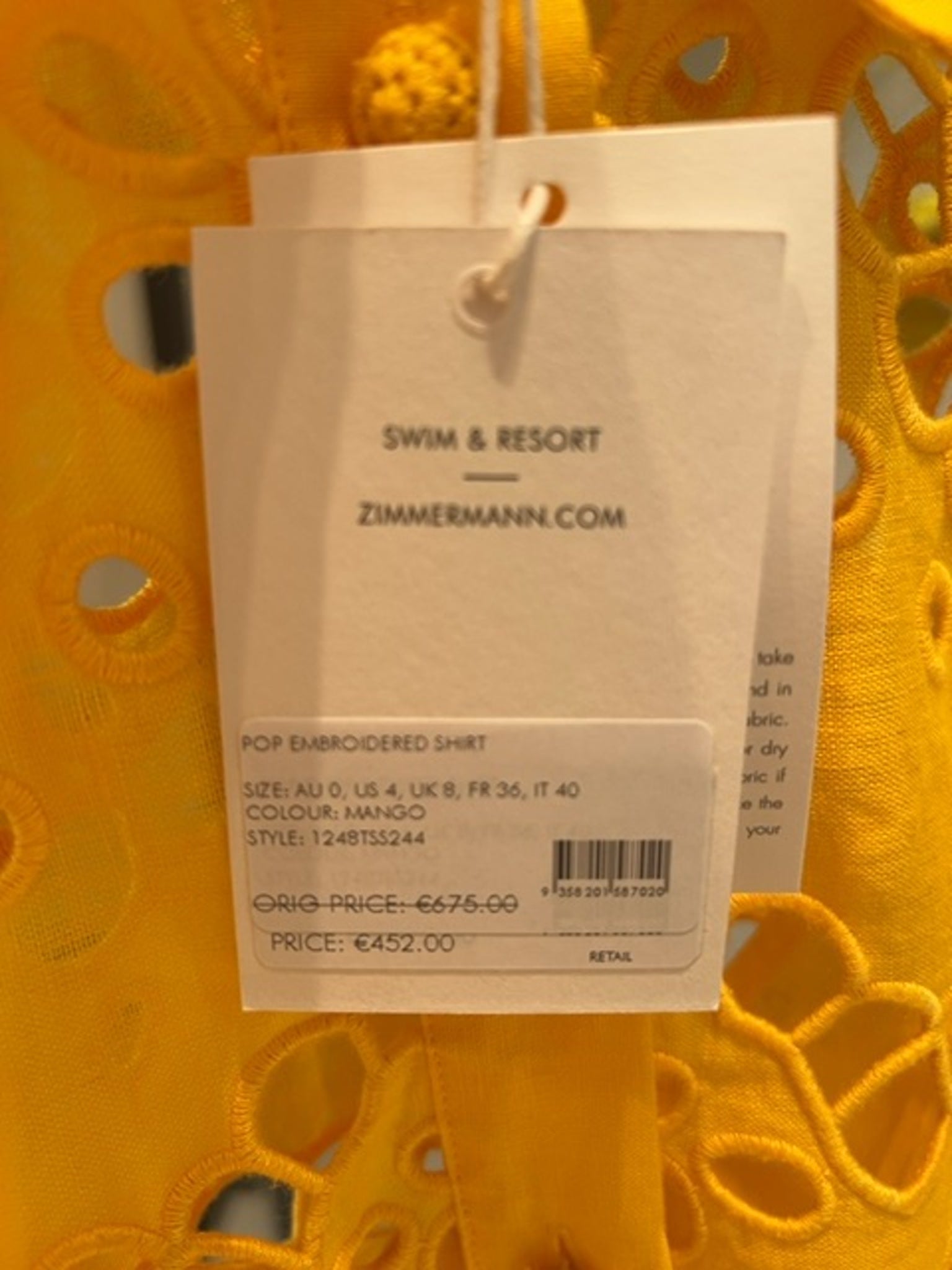 ZIMMERMANN Damska Koszula Mango Pop Embroidered ShirtZimmermann