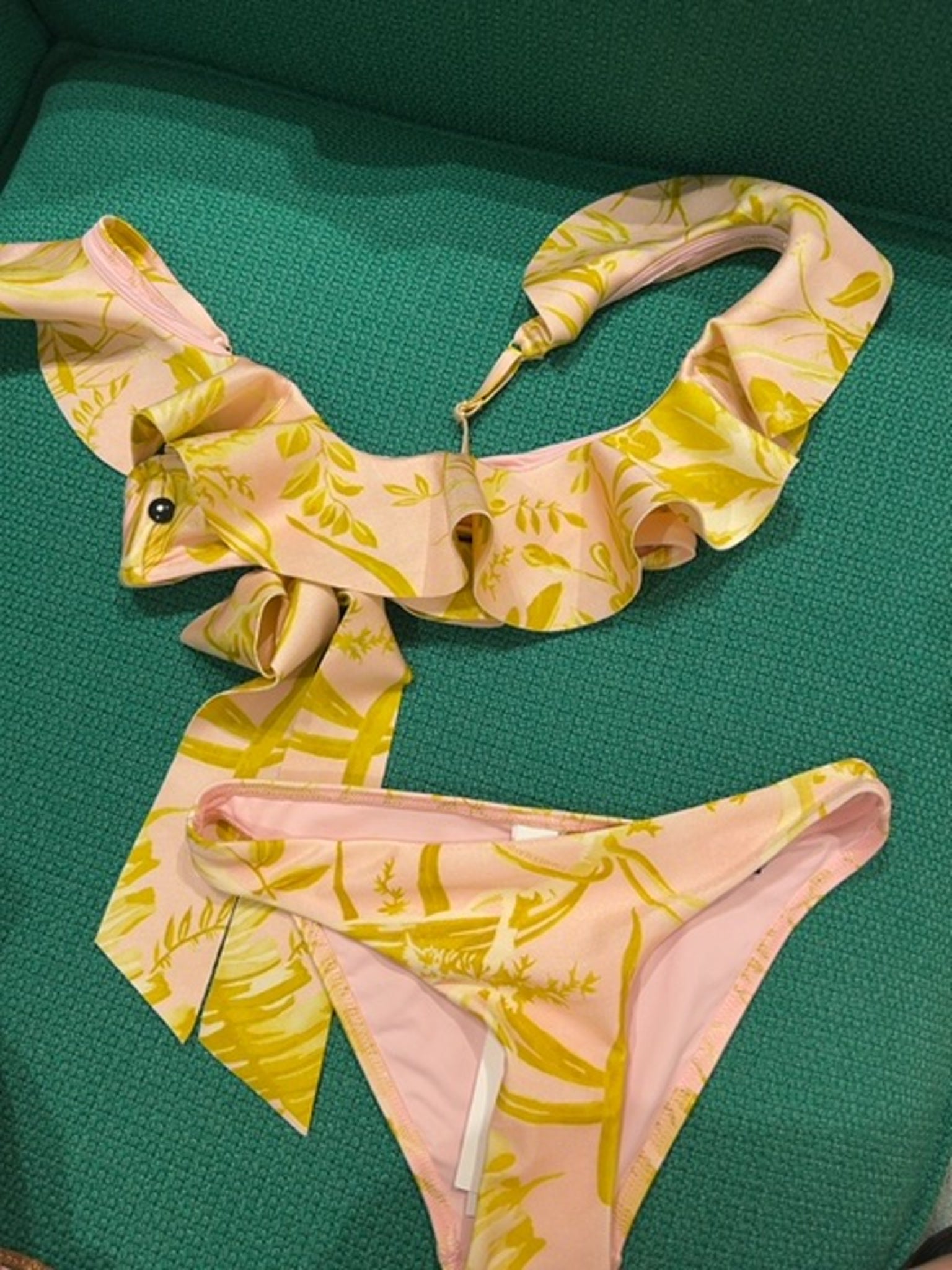 ZIMMERMANN Damski Bikini z Falbanką Różowy/Złoty Golden Frill Neck Bikini 8380WSS245Zimmermann