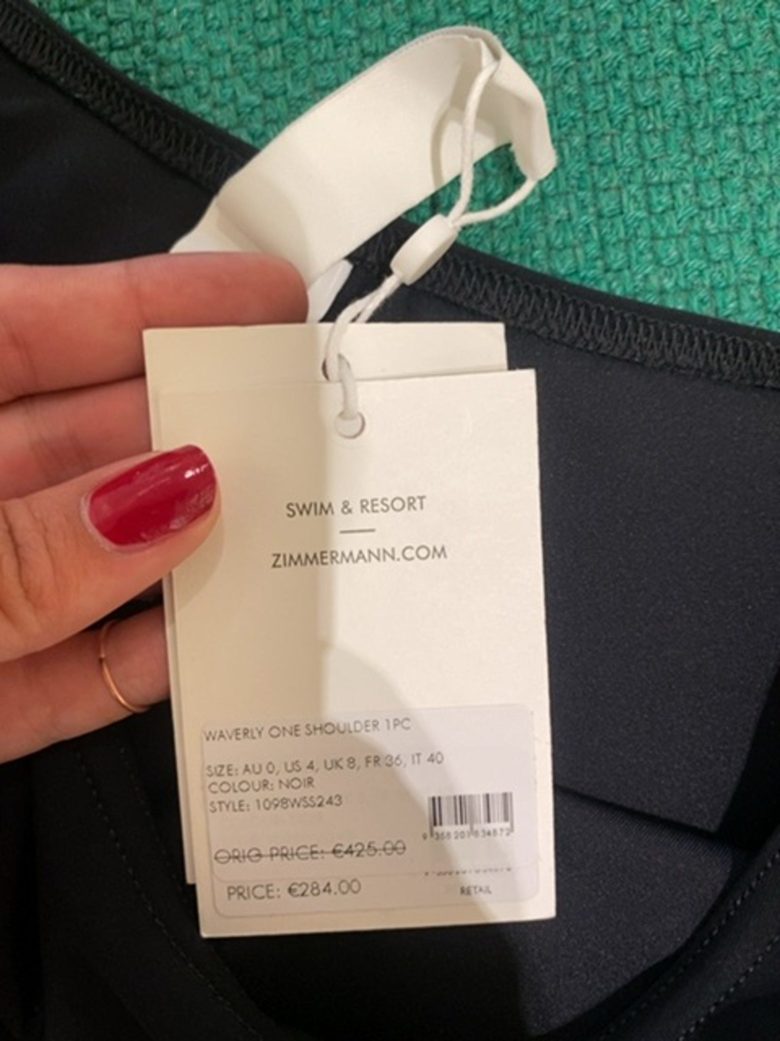 ZIMMERMANN Damskie Stroje Kąpielowe Noir Waverly One Shoulder 1098SW5243Zimmermann