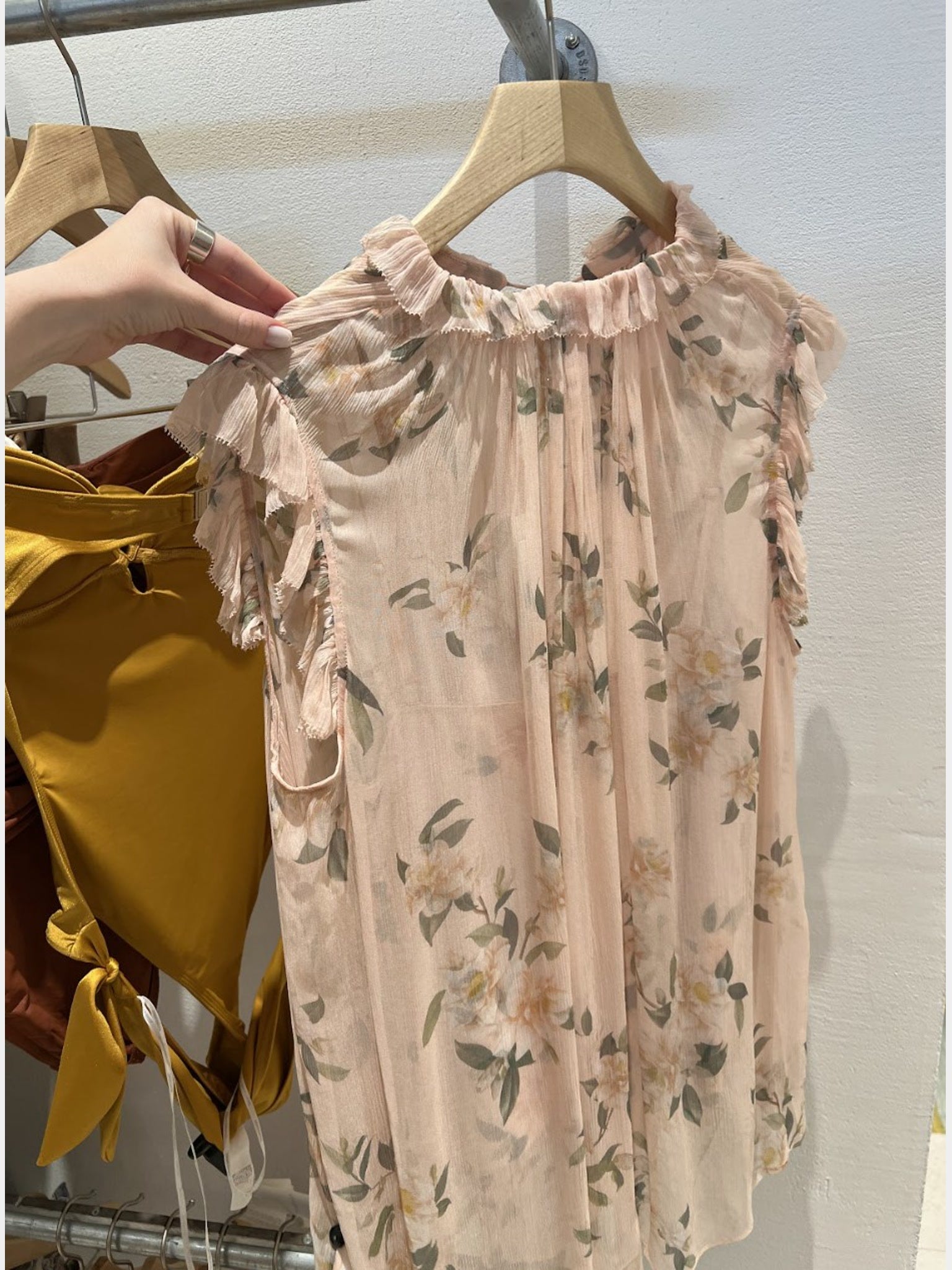 ZIMMERMANN Natura Frilled Tank Damskie Coral CamelliaZimmermann